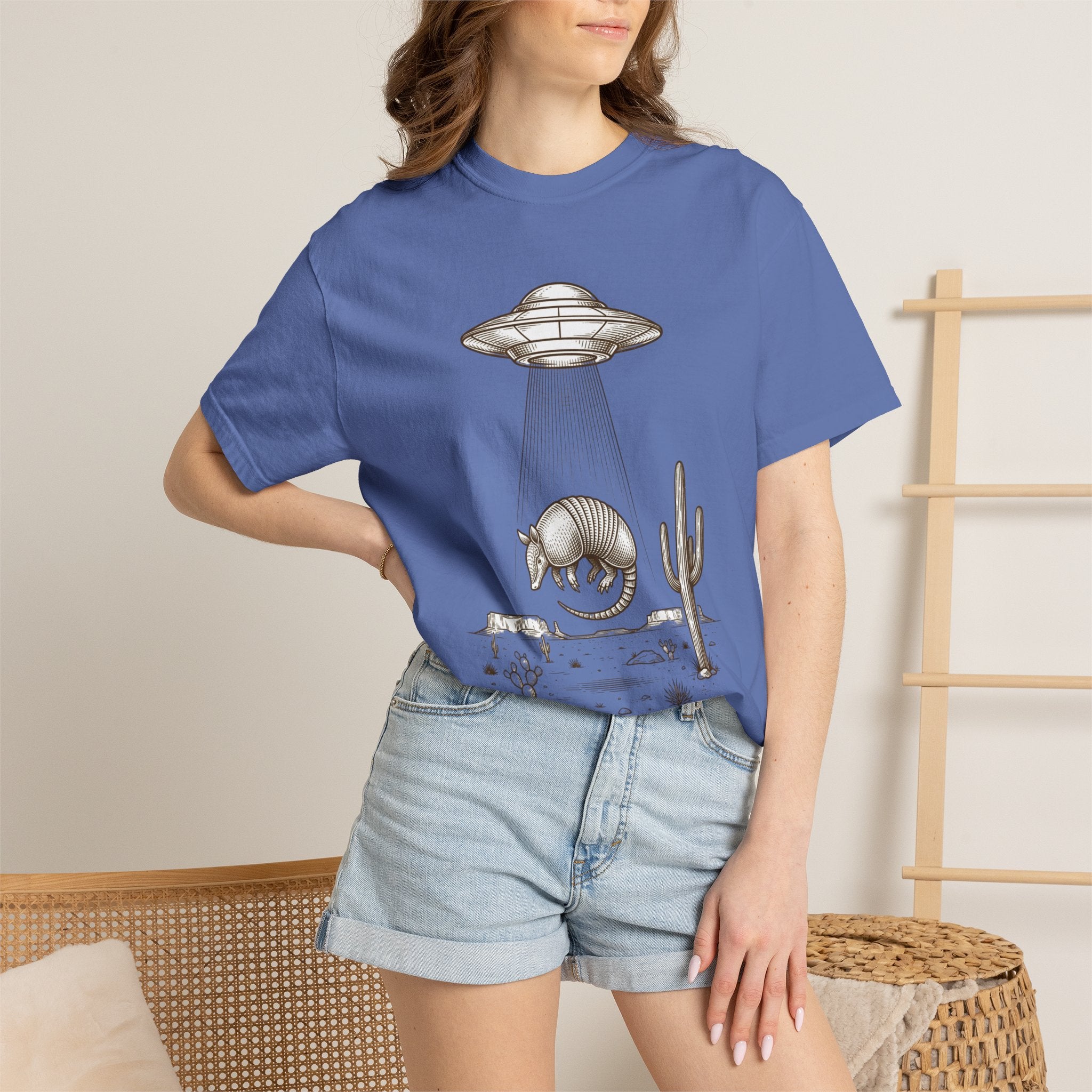 T-Shirt — Desert UFO Abduction Armadillo Graphic - Creations by Chris and Carlos