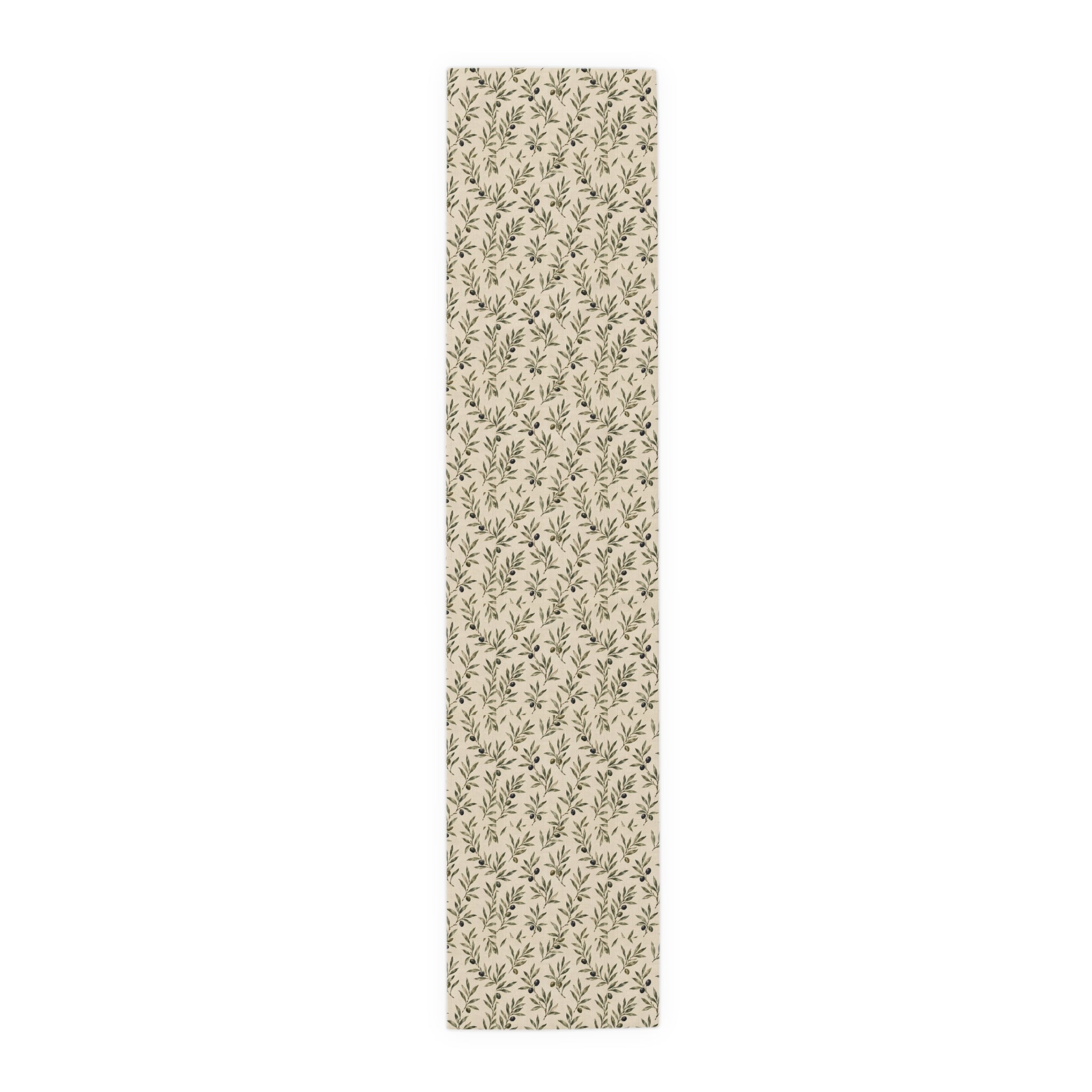 Olive Branch Table Runner — Neutral Botanical Linen-Style Decor - Creations by Chris and Carlos