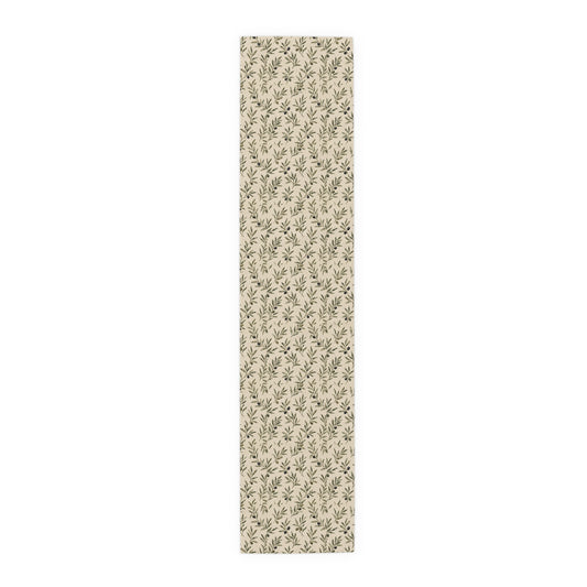 Olive Branch Table Runner — Neutral Botanical Linen-Style Decor - Creations by Chris and Carlos