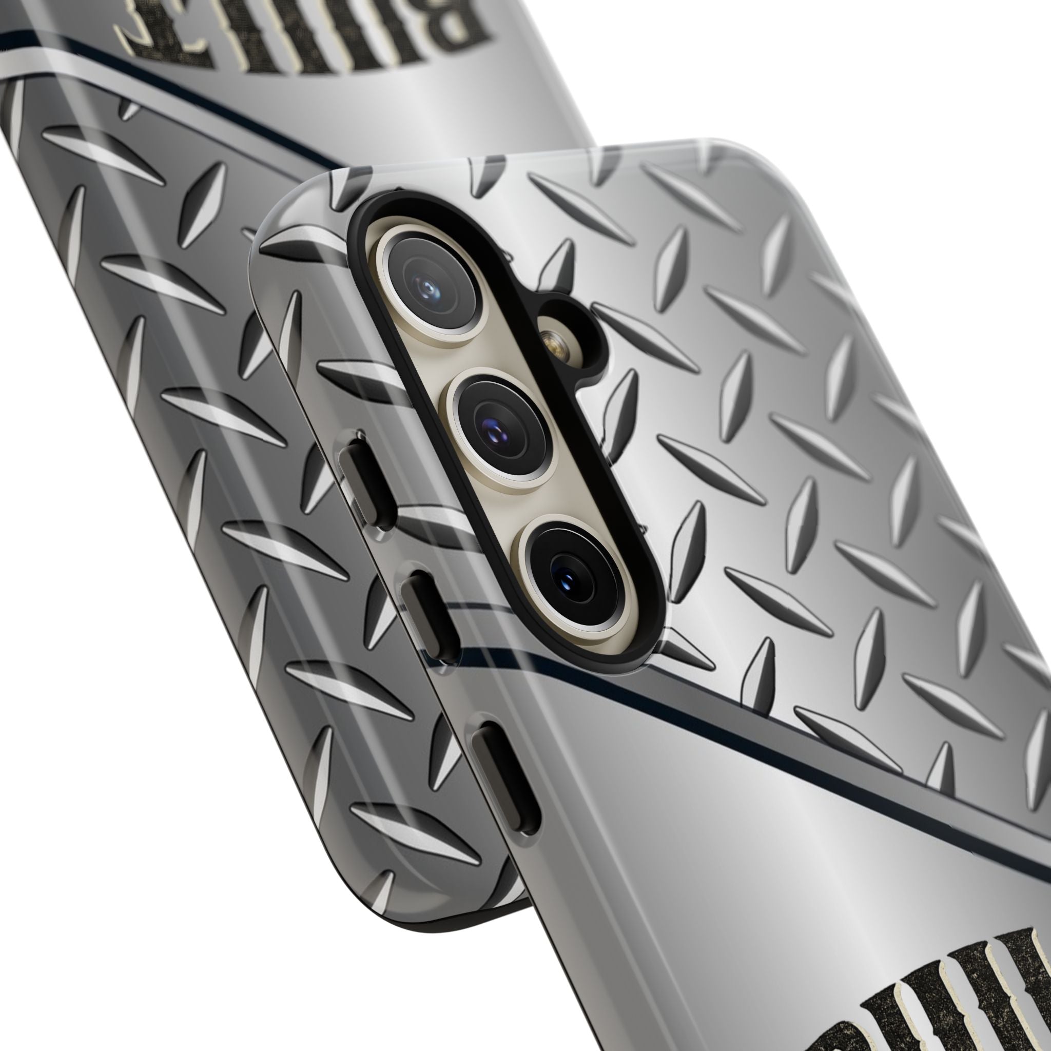 Built Not Bought Metal Diamond-Plate Phone Case — Rugged Tool Lover Gift - Creations by Chris and Carlos