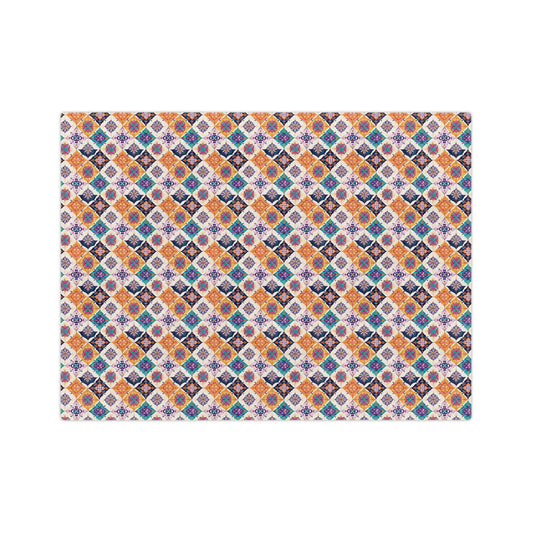 Velveteen Microfiber Blanket — Colorful Moroccan Tile Pattern Cozy Throw - Creations by Chris and Carlos
