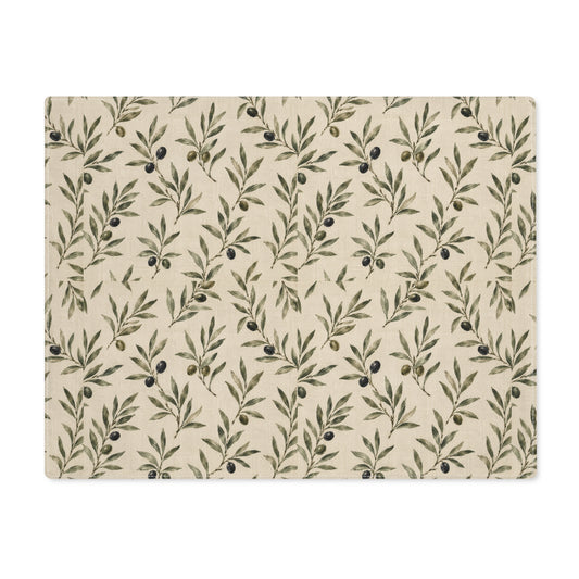 Olive Branch Pattern Placemat – Rustic Botanical Table Decor - Creations by Chris and Carlos