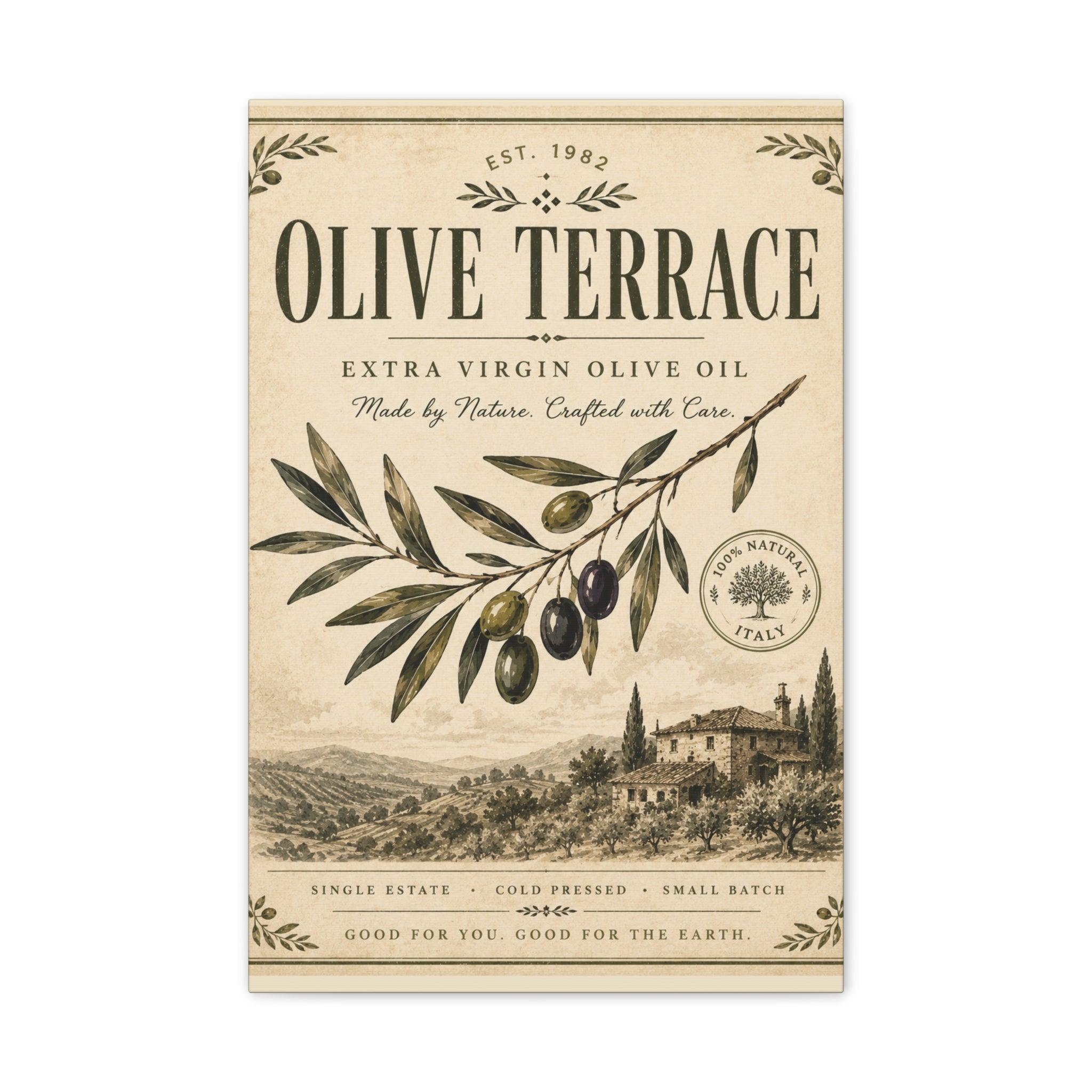 Olive Terrace Vintage Olive Oil Canvas Wall Art - Creations by Chris and Carlos
