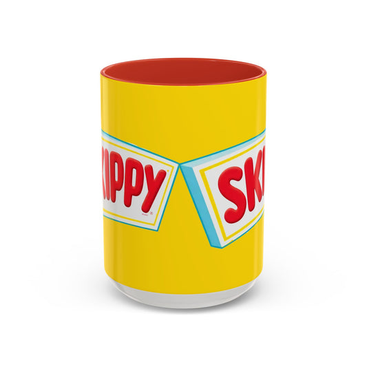 Skippy Retro Logo Coffee Mug — Yellow Accent Peanut Butter Inspired 11/15oz - Creations by Chris and Carlos