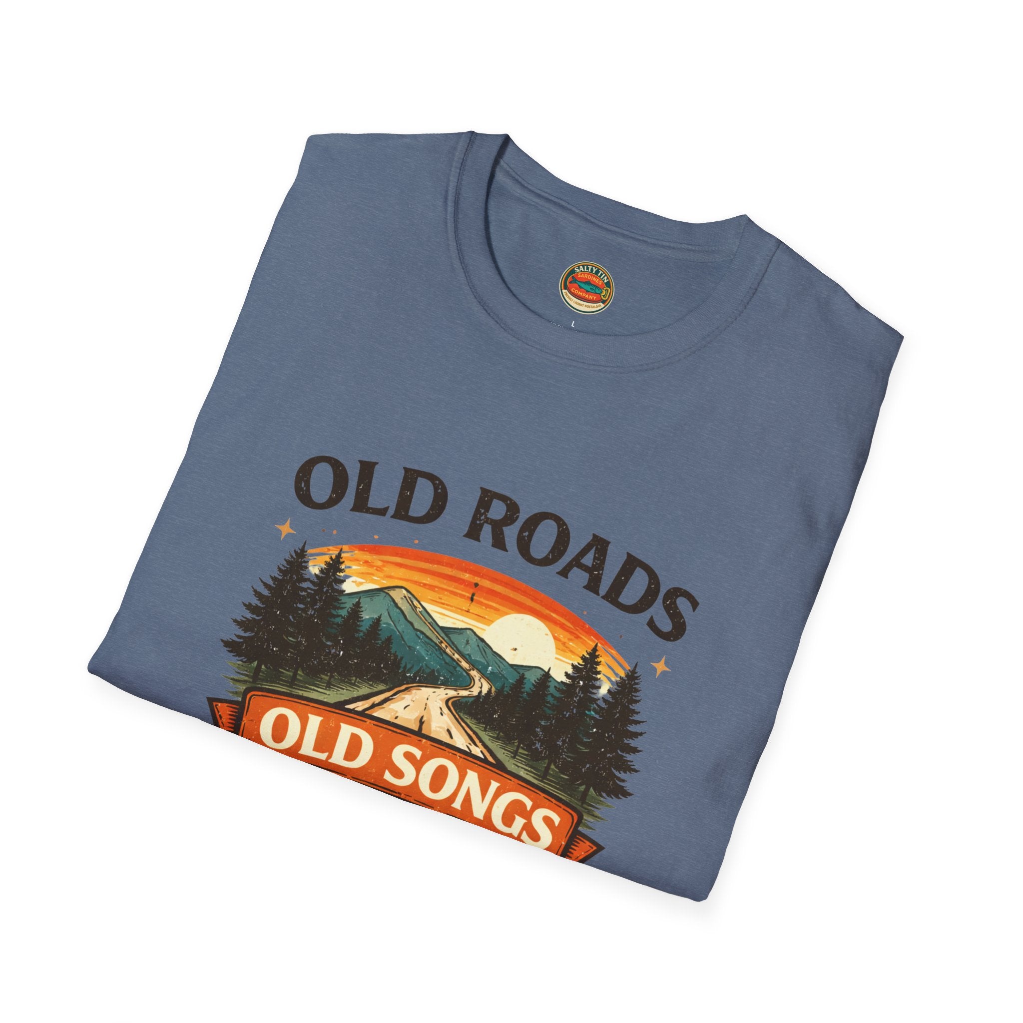 Old Roads Old Songs Old Soul T-Shirt – Vintage Guitar & Mountain Graphic - Creations by Chris and Carlos