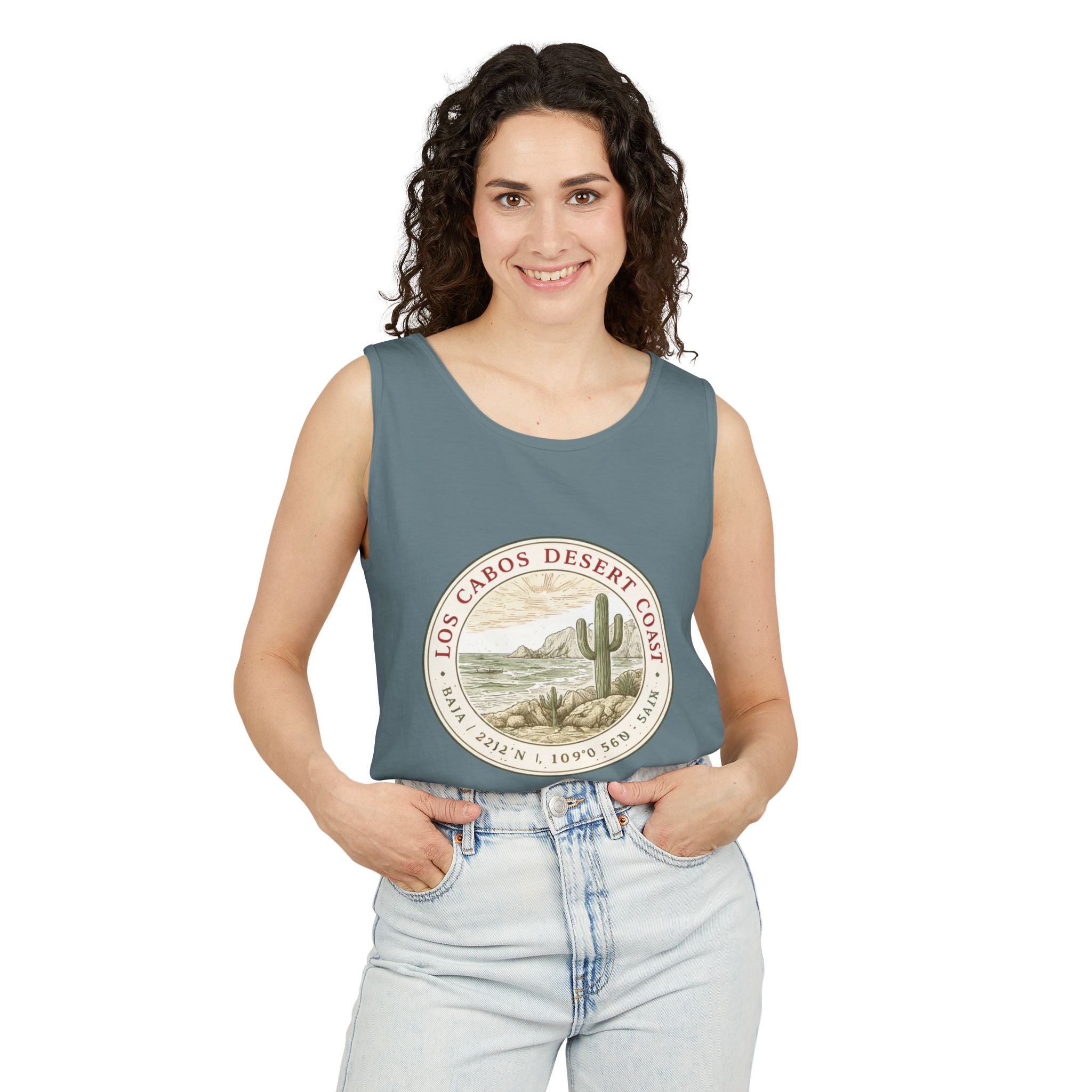 Los Cabos Desert Coast Tank Top — Vintage Cactus Beach Graphic - Creations by Chris and Carlos