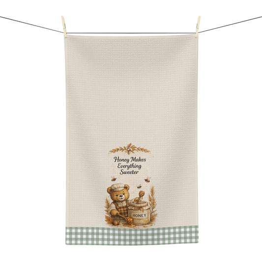 Old Soul Harvest™ Honey Makes Everything Sweeter Bear Tea Towel - Tea Towel from Old Soul Harvest Cozy Kitchen
