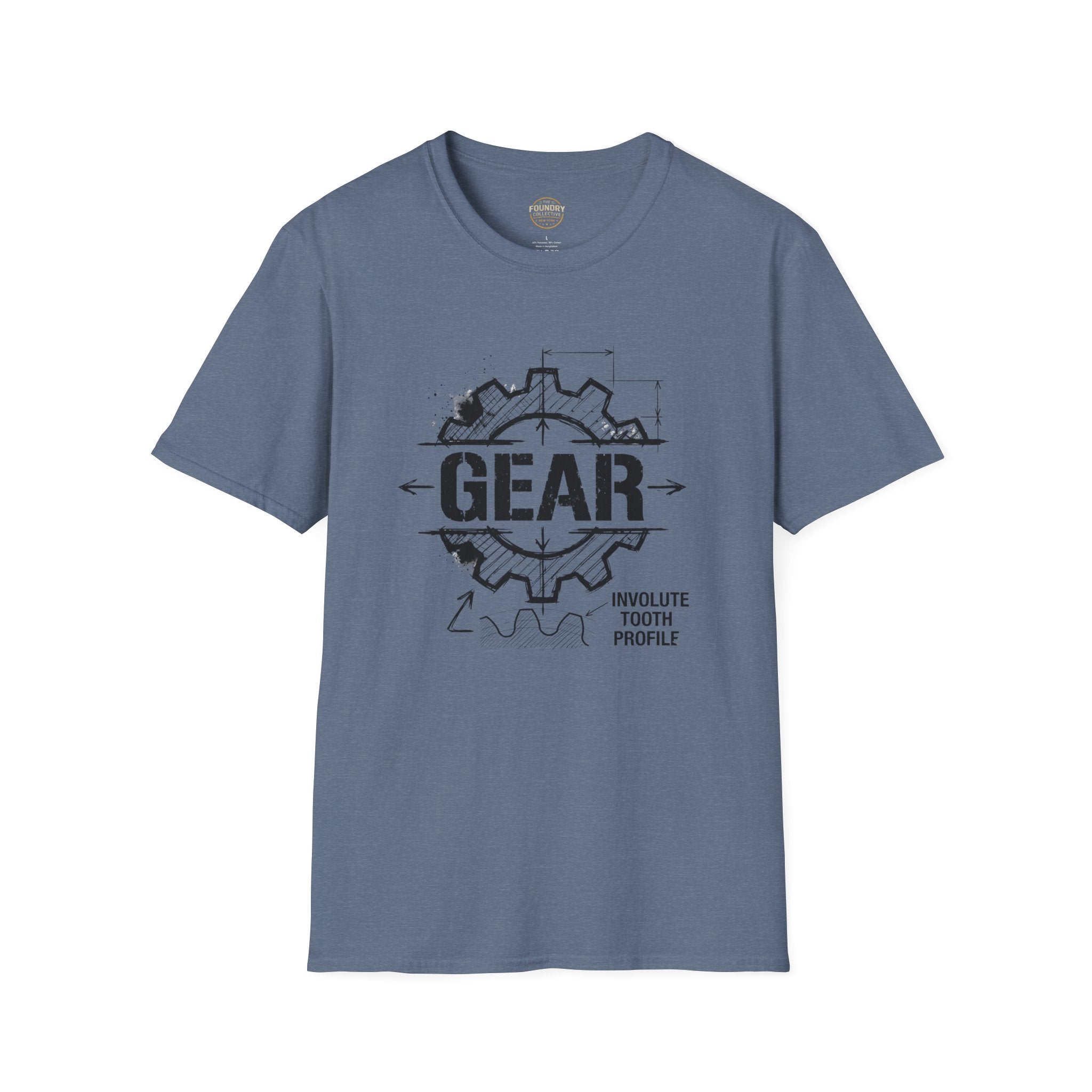The Foundry Collective Gear Blueprint T-Shirt — Mechanical Engineering Sketch Tee - Creations by Chris and Carlos
