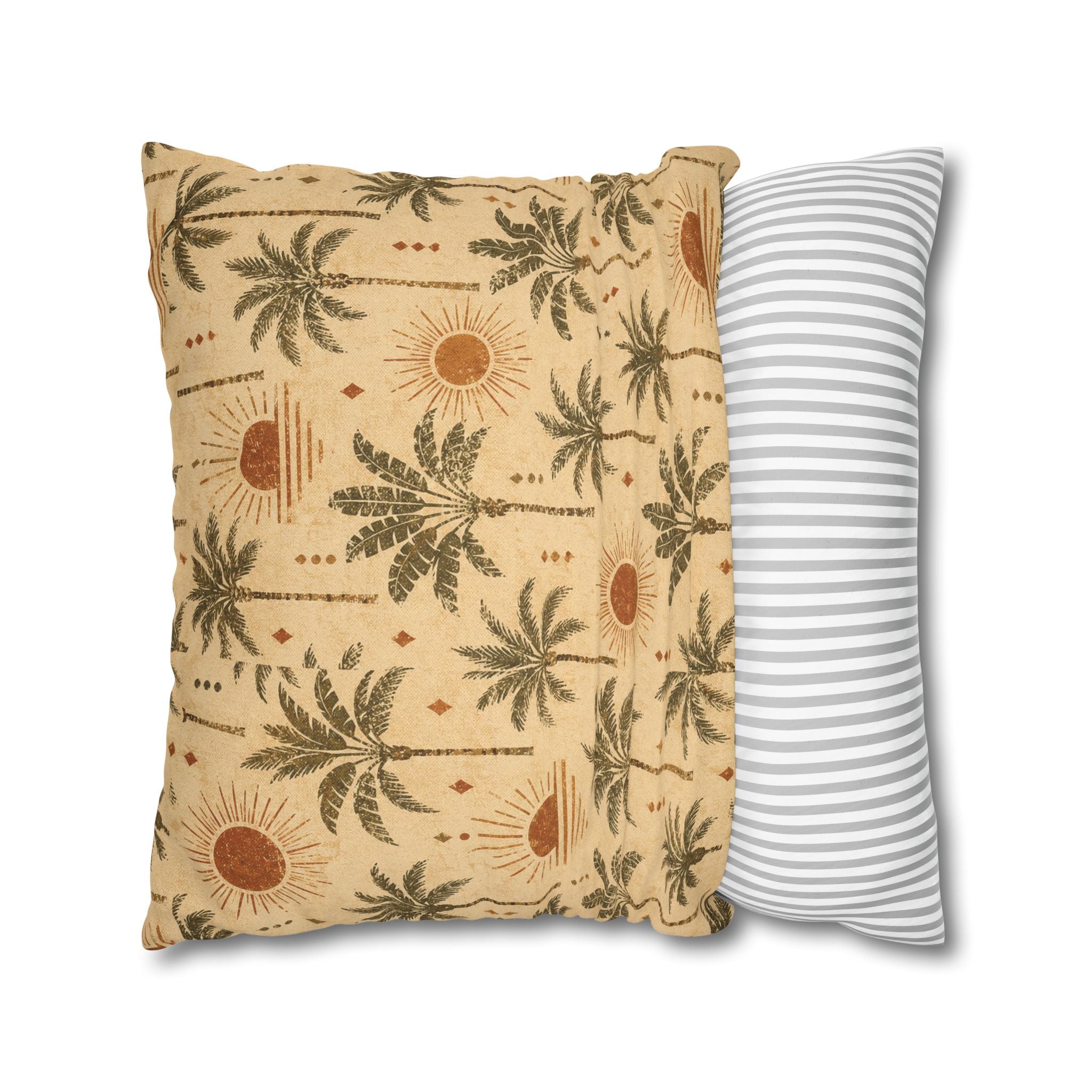 Tropical Palm Sunset Pillowcase — Boho Beach Decorative Throw Pillow Cover - Creations by Chris and Carlos