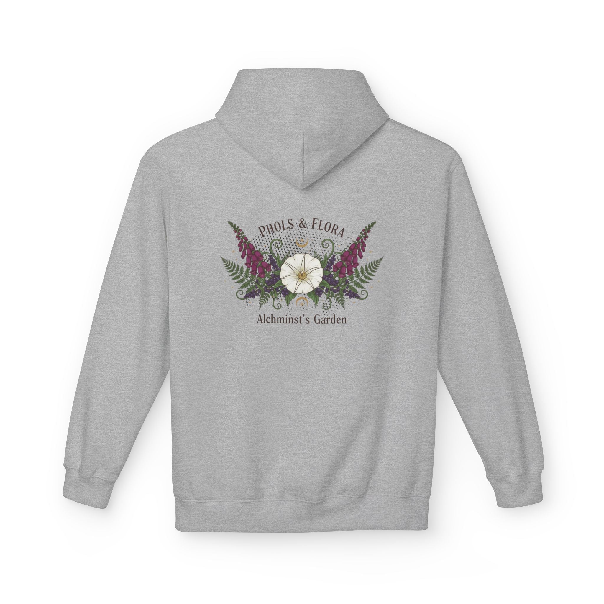 Botanical Alchemist Hoodie — Phols & Flora "Alchimist’s Garden" Floral Back Print - Creations by Chris and Carlos