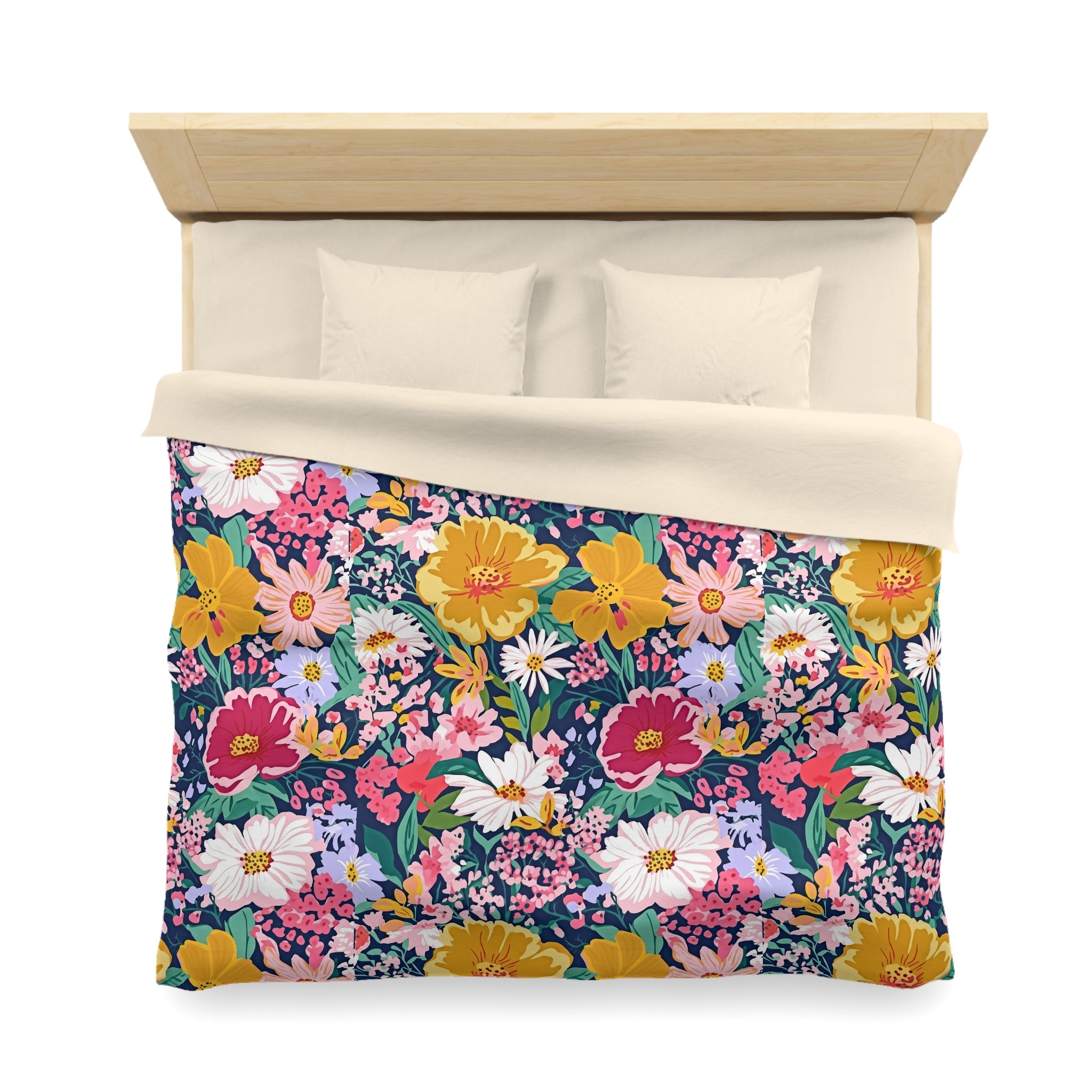 The Artisanal Flora Gallery Floral Duvet Cover — Bright Garden Bloom Microfiber Bedding - Creations by Chris and Carlos