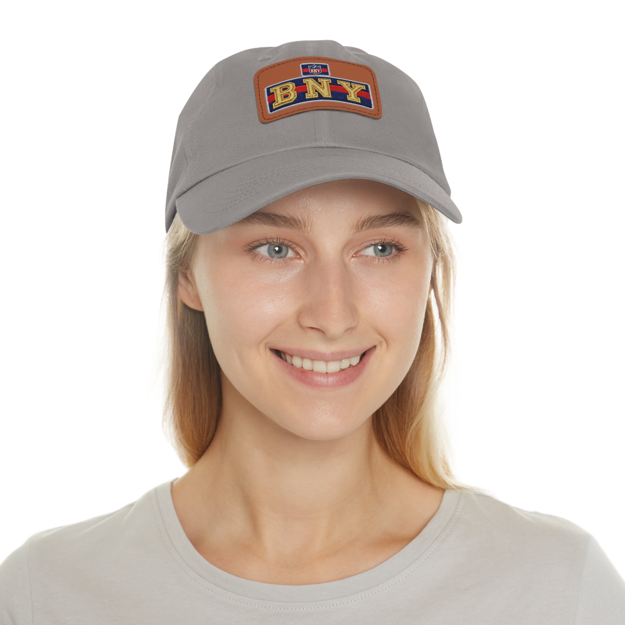 BNY Leather Patch Dad Hat – Vintage Varsity Baseball Cap - Creations by Chris and Carlos