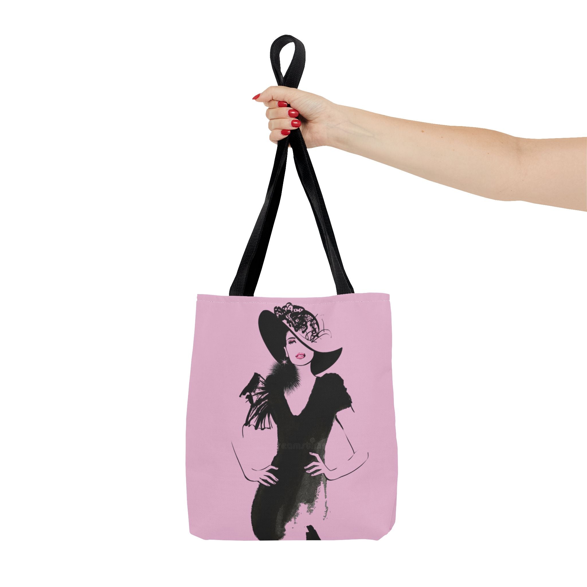 Fashion Illustration Tote Bag — Chic Pink Lady Print - Creations by Chris and Carlos