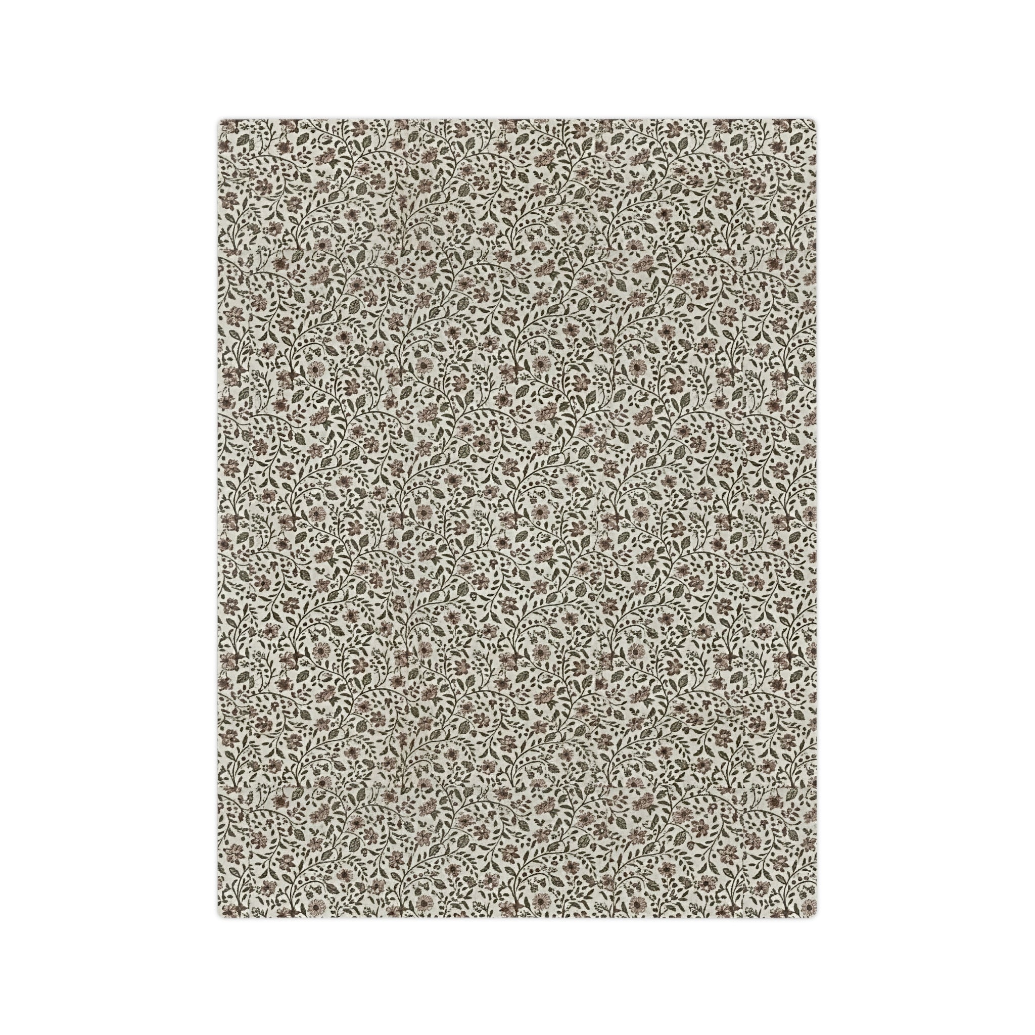 Neutral Ditsy Floral Velveteen Microfiber Blanket — Soft Cozy Throw for Living Room, Bed & Travel - Creations by Chris and Carlos