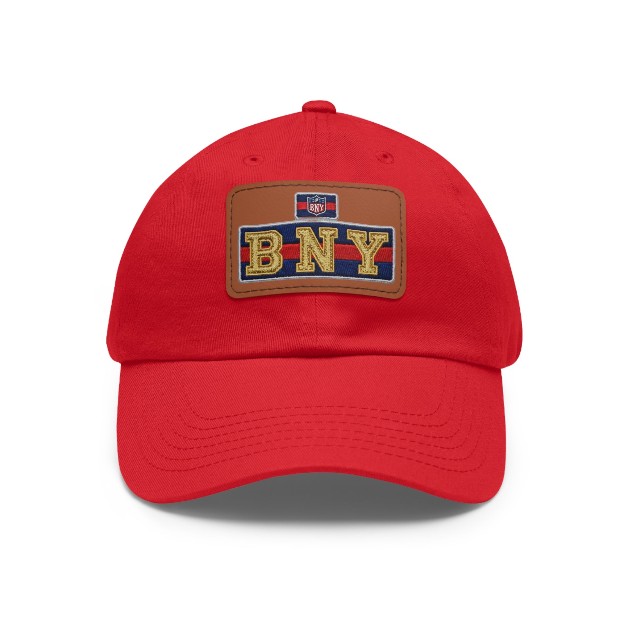 BNY Leather Patch Dad Hat – Vintage Varsity Baseball Cap - Creations by Chris and Carlos