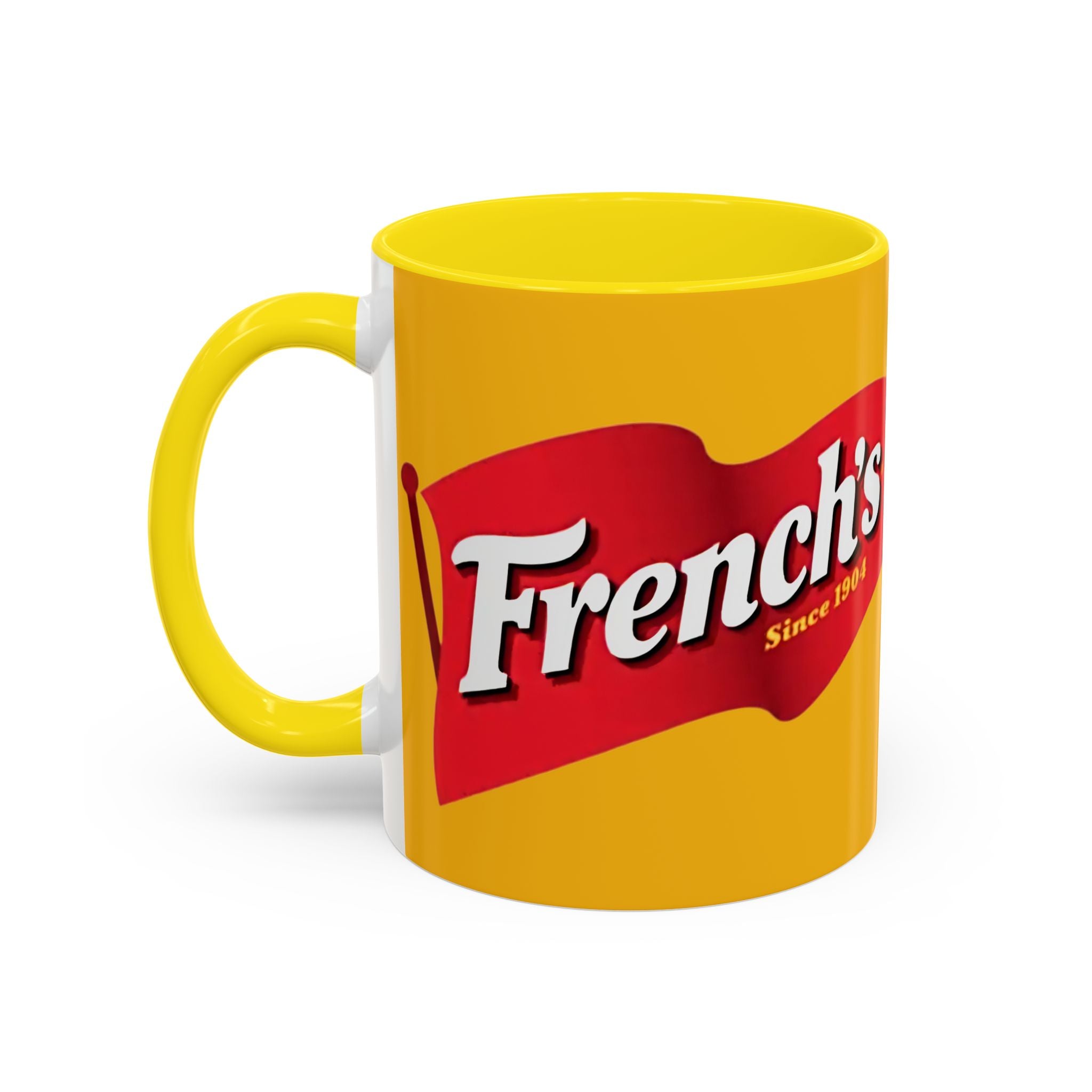 French's Mustard Logo Accent Coffee Mug — Retro Yellow 11/15oz - Creations by Chris and Carlos