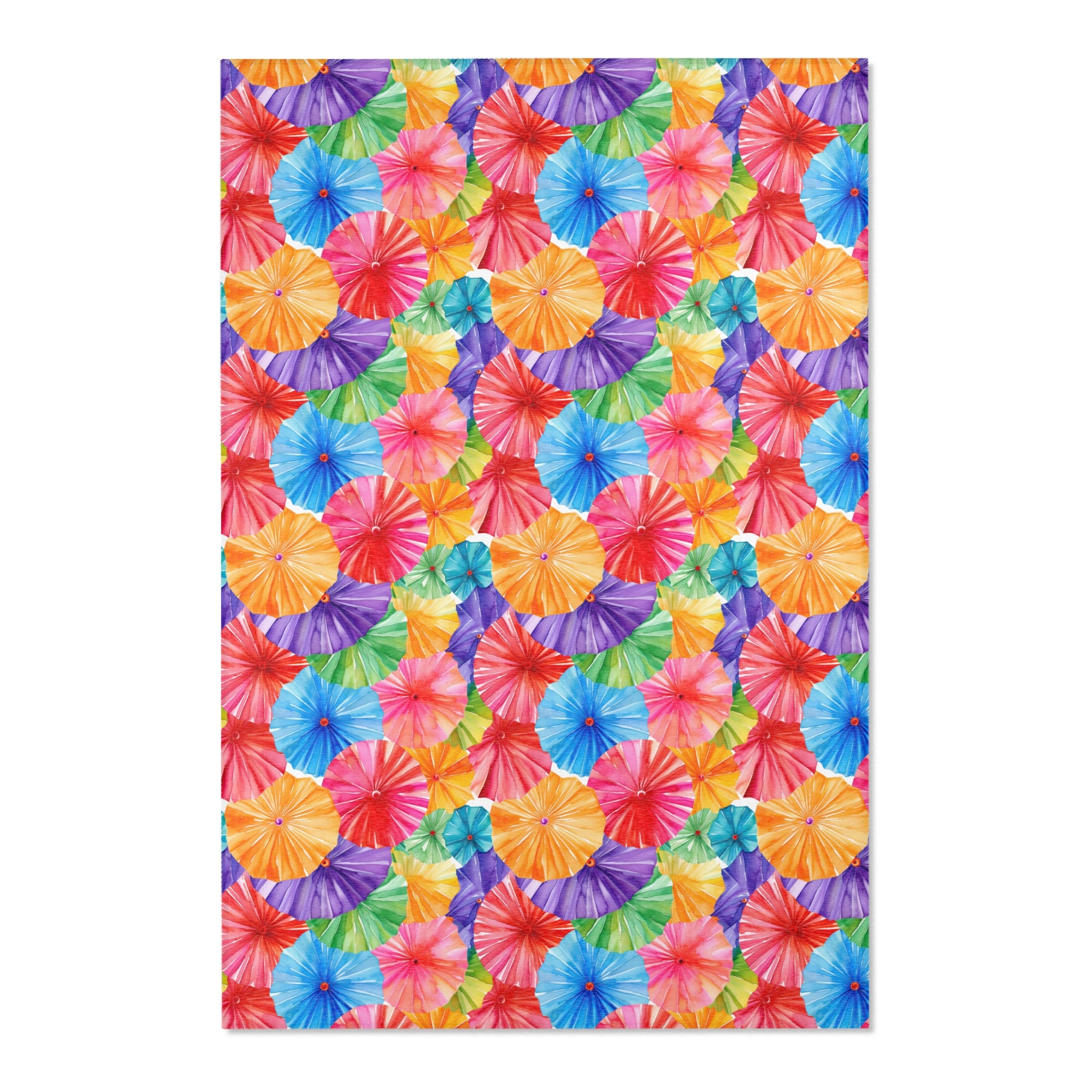 Sol y Alegría (Sun and Joy) Collection- Vibrant Umbrella Pattern Area Rug — Colorful Tropical Beach Vibe Accent Rug - Creations by Chris and Carlos