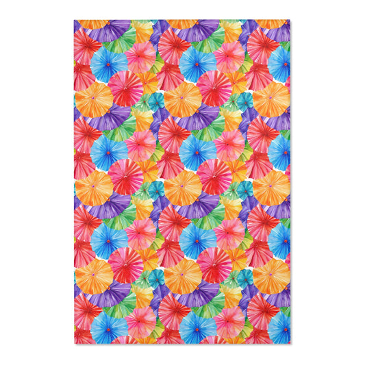 Sol y Alegría (Sun and Joy) Collection- Vibrant Umbrella Pattern Area Rug — Colorful Tropical Beach Vibe Accent Rug - Creations by Chris and Carlos