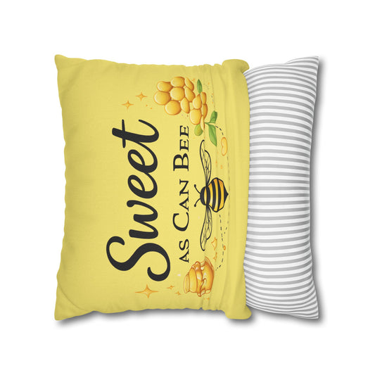 Honey Bee Decorative Pillowcase – Yellow Floral Bee Accent Cushion Cover - Creations by Chris and Carlos