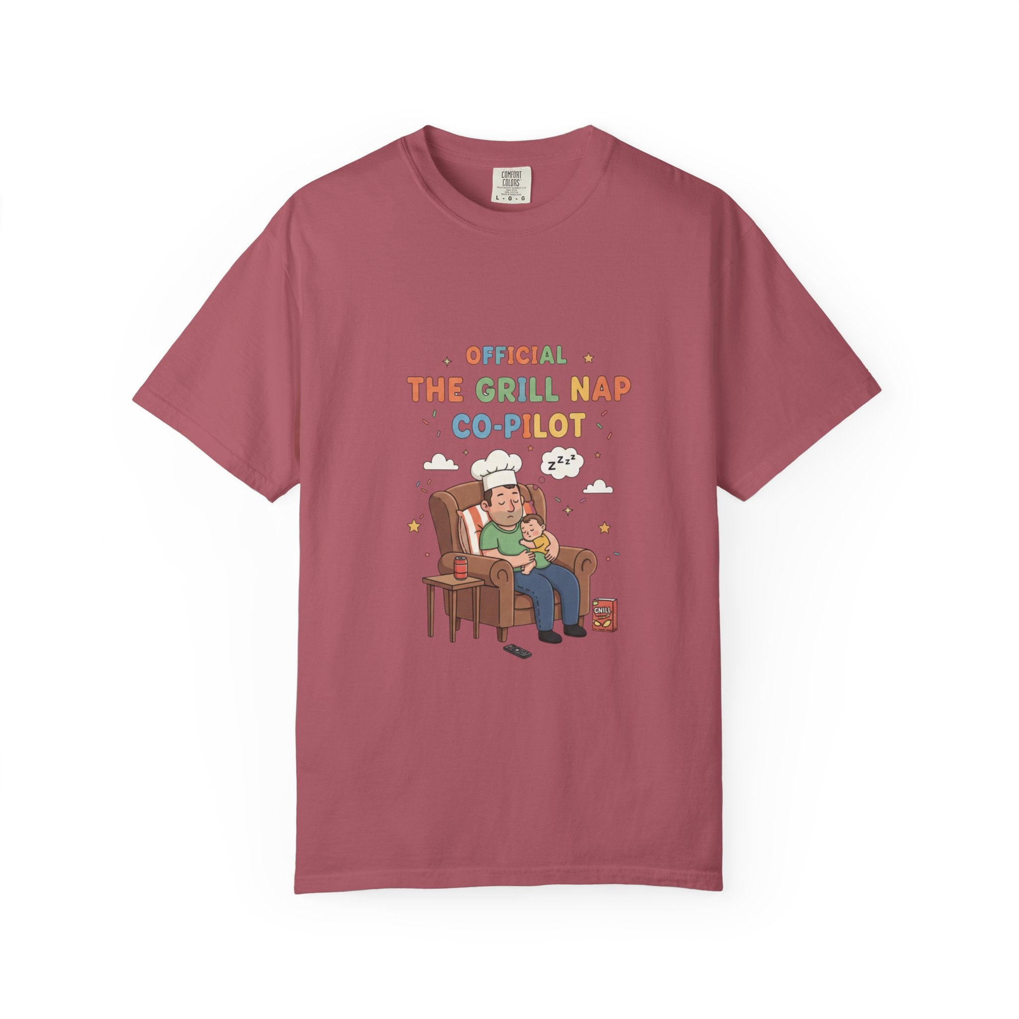 T-Shirt — "Official Grill Nap Co Pilot" Funny Retro Graphic Tee - Creations by Chris and Carlos