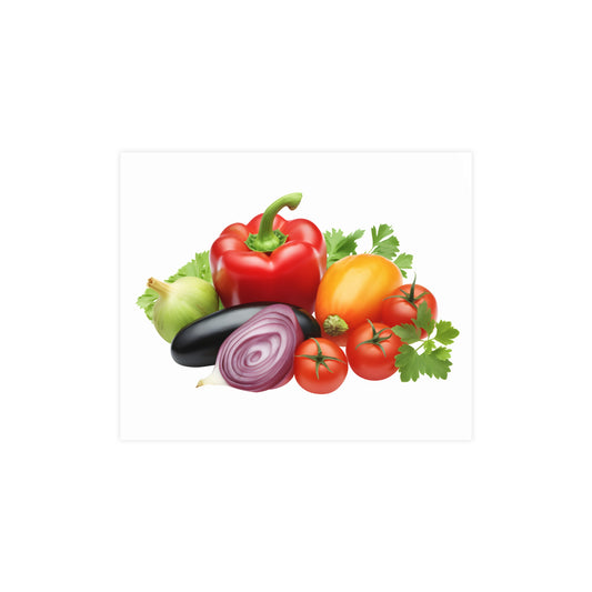 Fresh Veggie Kitchen Poster — Colorful Bell Pepper & Tomato Matte Print - Creations by Chris and Carlos