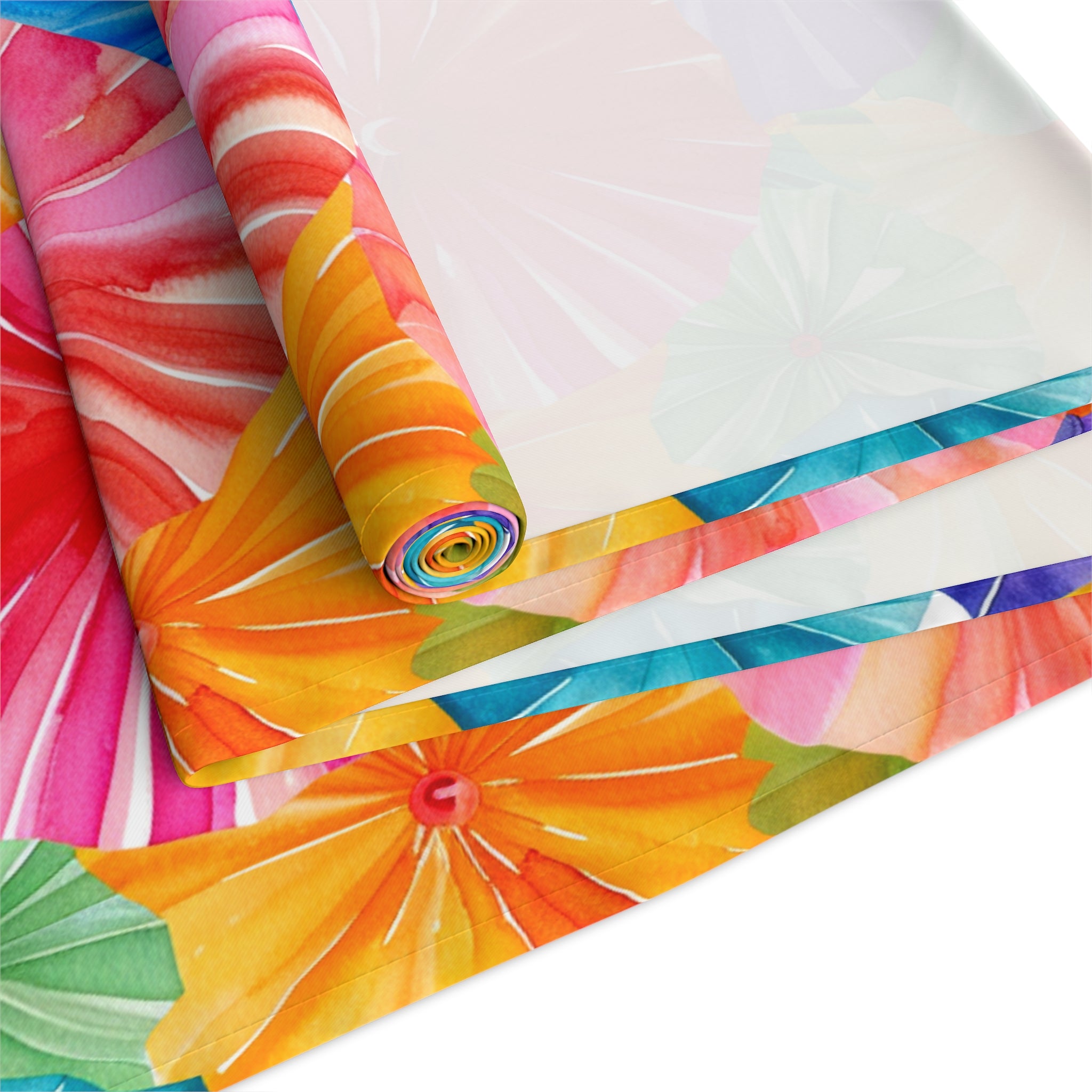 Floral Parasol Pattern Table Runner — Colorful Summer Umbrella Design - Creations by Chris and Carlos