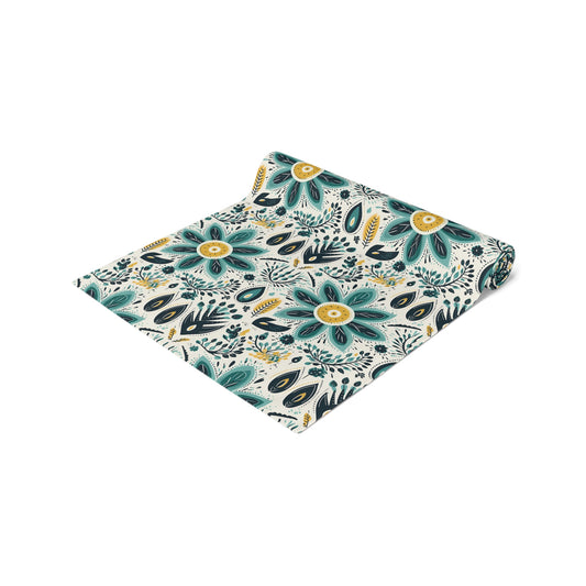 Sol y Alegría (Sun and Joy) Collection- Cactus Succulent Pattern Microfiber Blanket Soft Velveteen Throw for Home & Garden Lovers Teal Floral Table Runner — Boho Cotton-Blend Dining Decor - Creations by Chris and Carlos