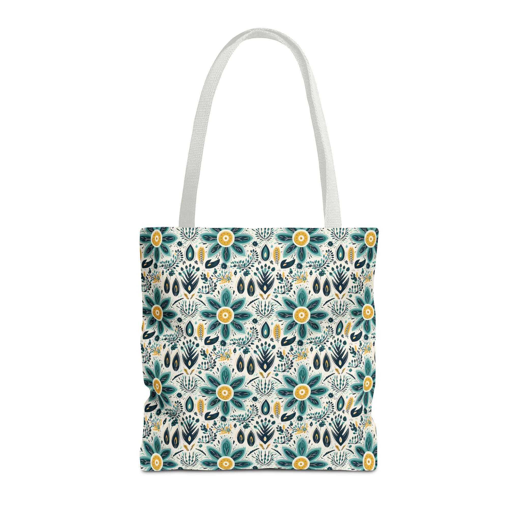 Sol y Alegría (Sun and Joy) Collection- Cactus Succulent Pattern Microfiber Blanket Soft Velveteen Throw for Home & Garden Lovers Floral Folk Art Tote Bag — Teal & Mustard All-Over Print - Creations by Chris and Carlos
