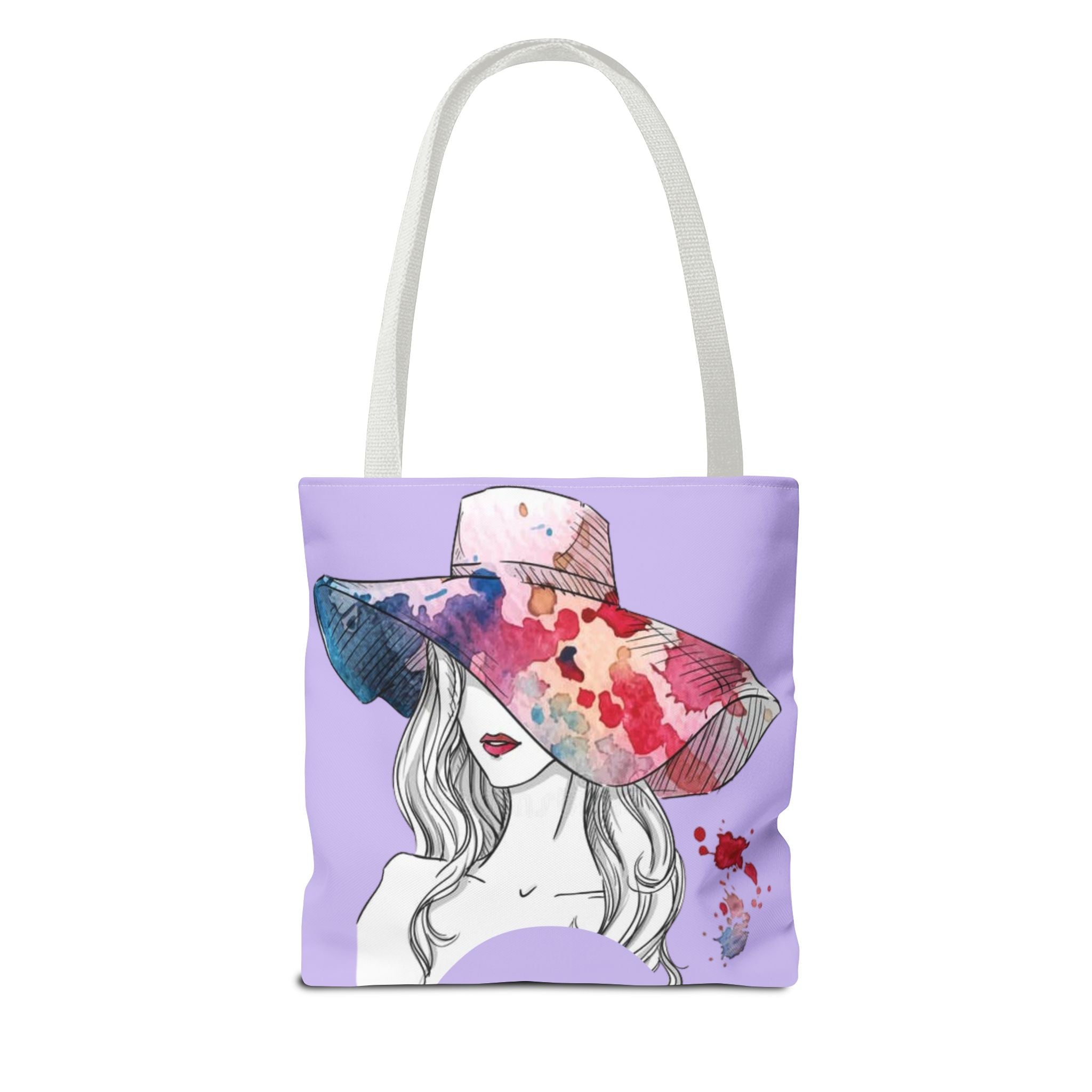 Floral Watercolor Sunhat Tote Bag — Fashionable Illustrated Woman Beach Tote - Creations by Chris and Carlos