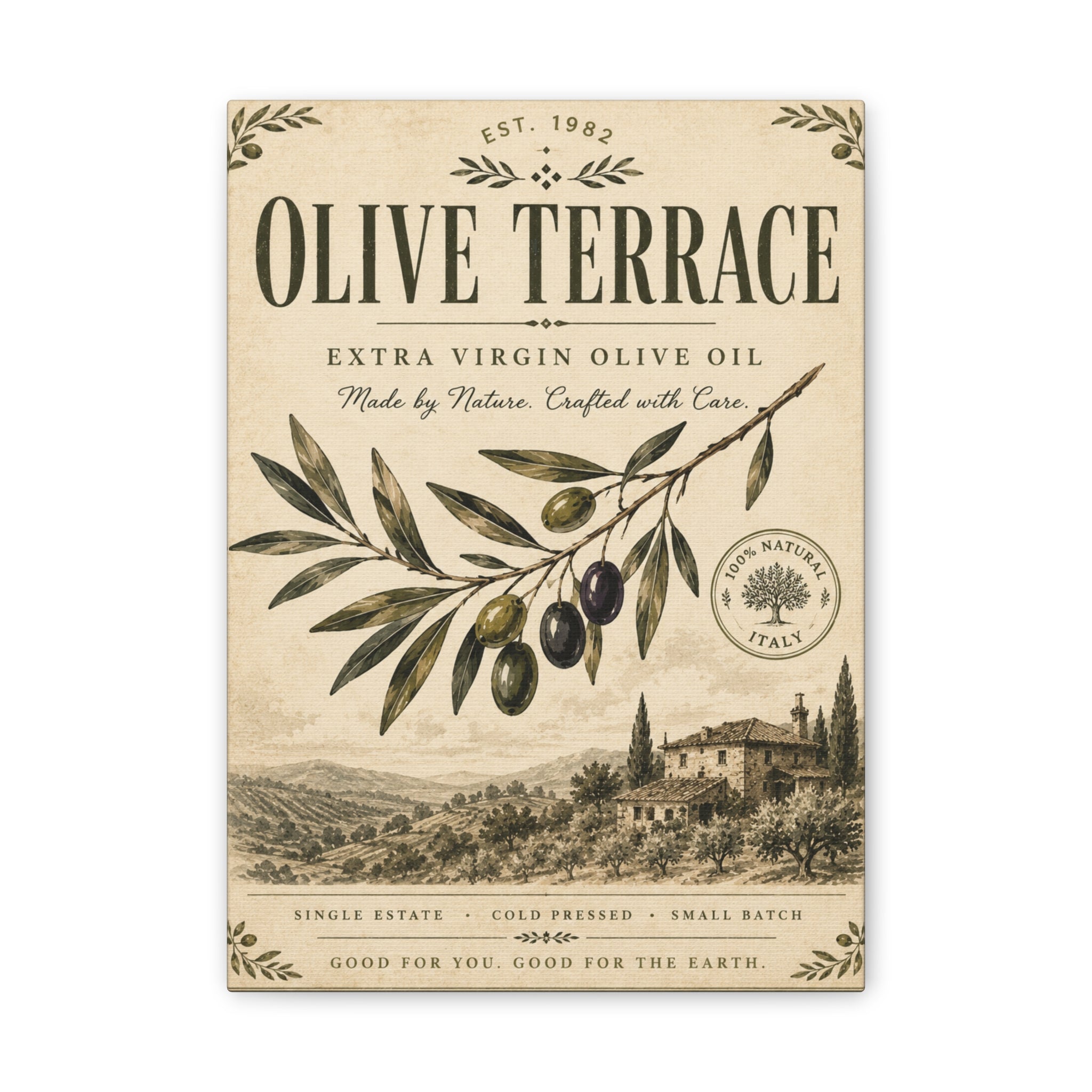 Olive Terrace Vintage Olive Oil Canvas Wall Art - Creations by Chris and Carlos