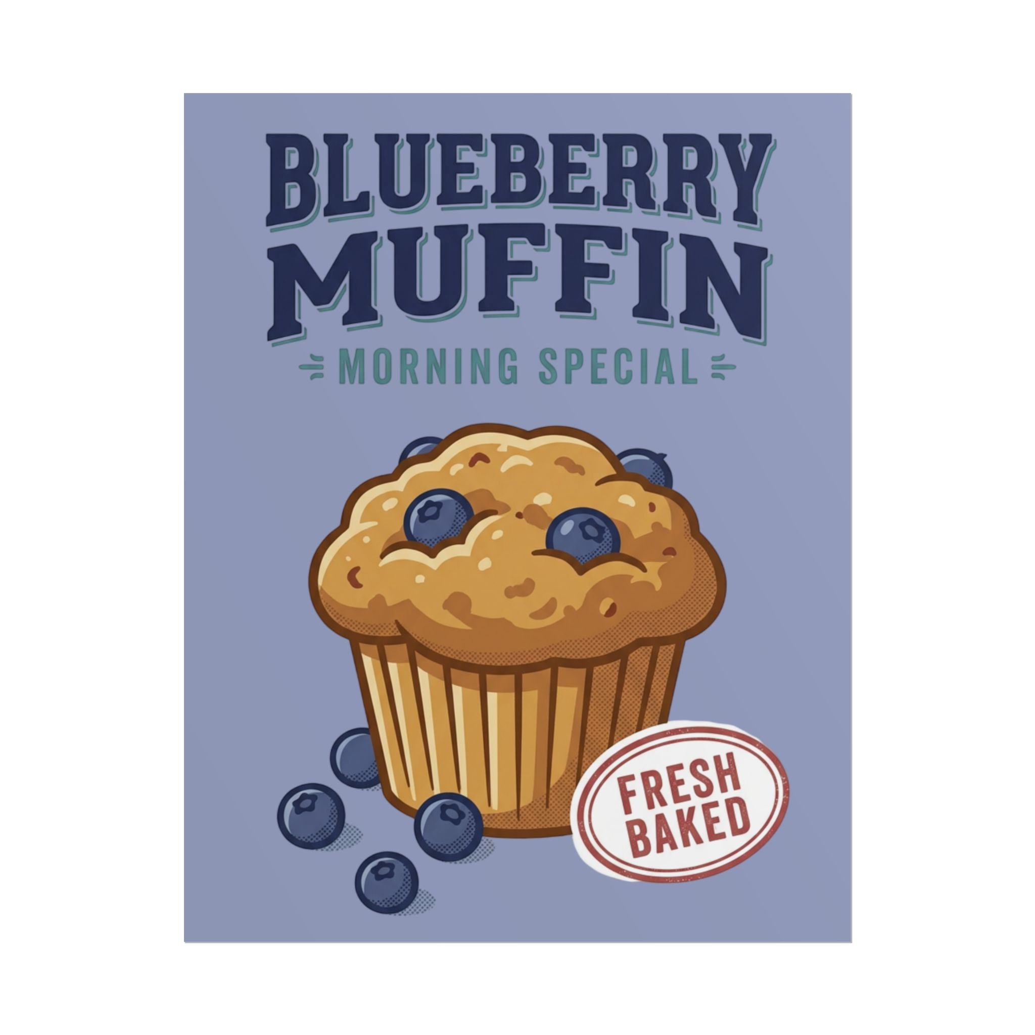 Blueberry Muffin Poster - 'Morning Special' Fresh Baked Kitchen Wall Art - Creations by Chris and Carlos