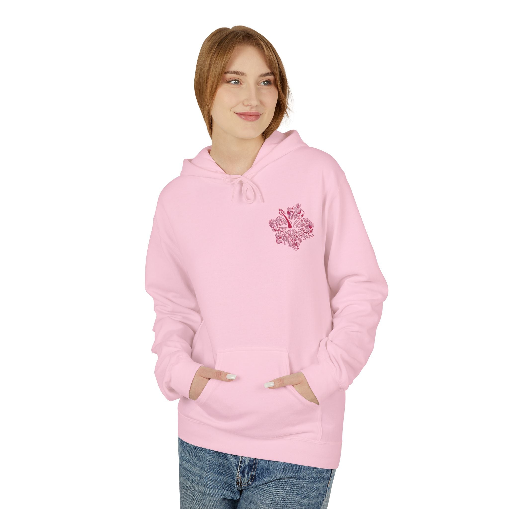 Pinky Palmtree Puff  Floral Graphic Hoodie — Vintage Botanical Note Print - Creations by Chris and Carlos
