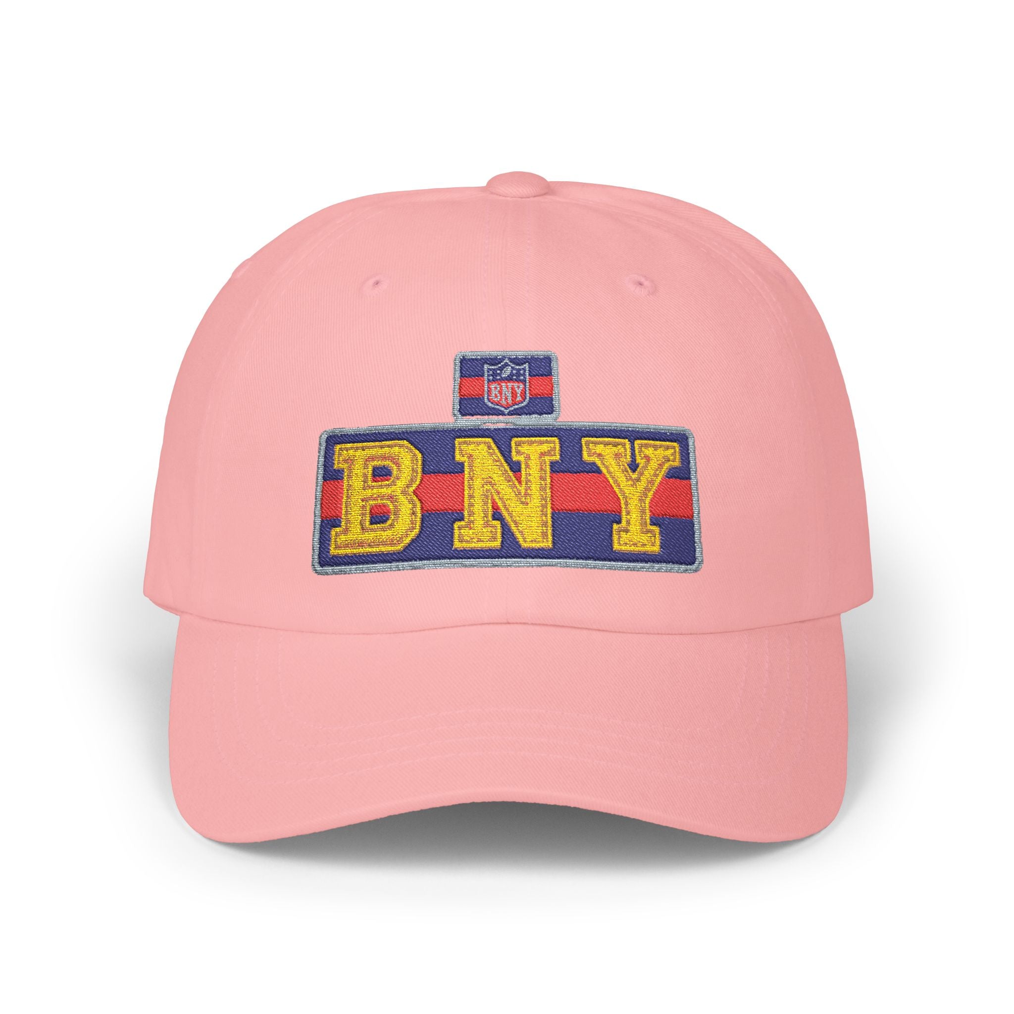 BNY Embroidered Dad Cap — Vintage Varsity Patch Baseball Hat - Creations by Chris and Carlos