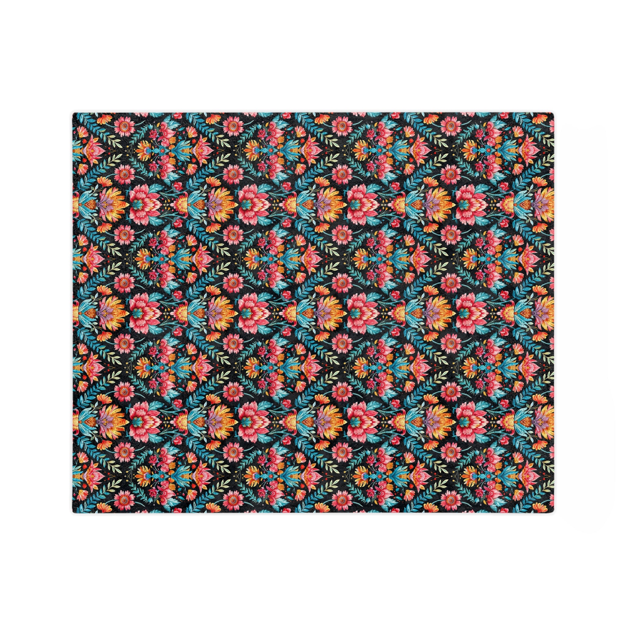 Sol y Alegría (Sun and Joy) Collection- Floral Velvet Microfiber Blanket Boho Botanical Pattern, Cozy Throw for Living Room & Bedroom - Creations by Chris and Carlos