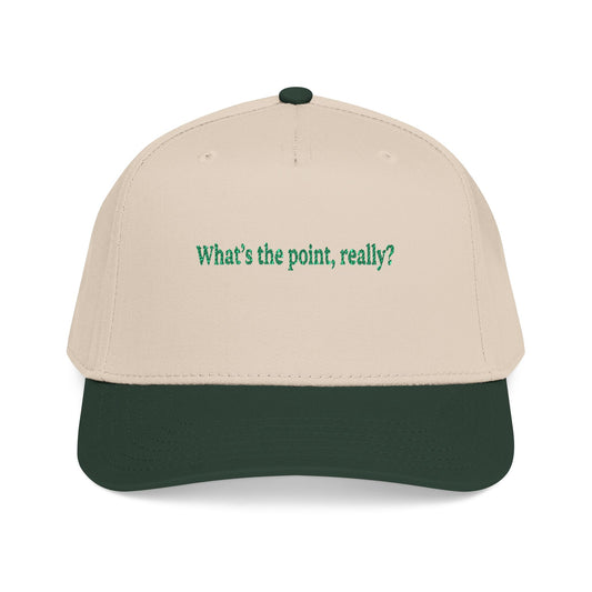 Embroidered 'What's the point, really?' Baseball Cap - Creations by Chris and Carlos