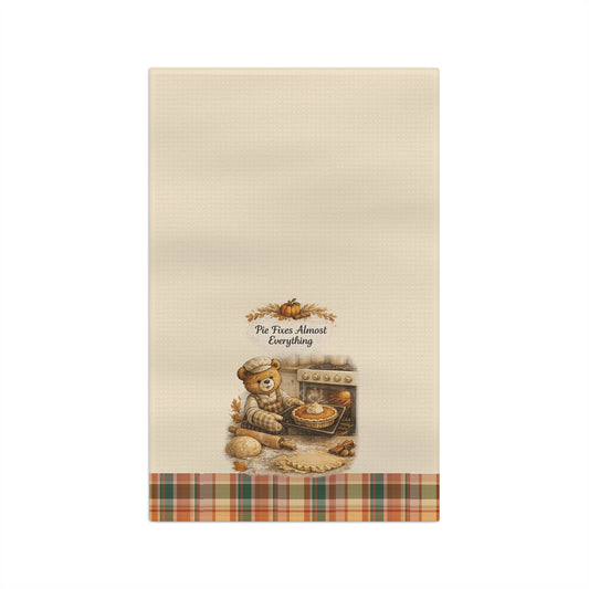 Old Soul Harvest™ Pie Fixes Almost Everything Autumn Bear Tea Towel - Tea Towel from Old Soul Harvest Cozy Kitchen