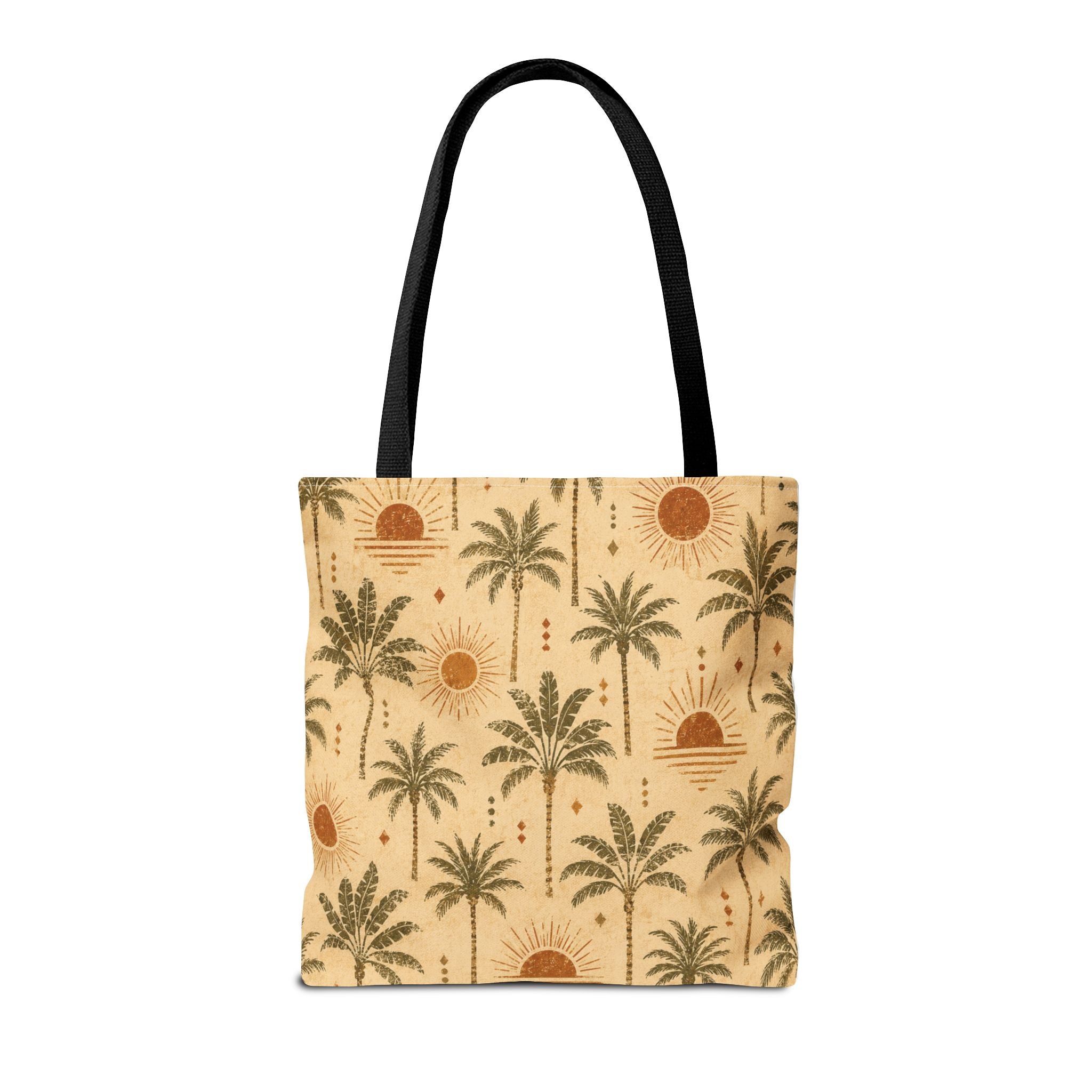 Palm Tree Sunset Tote Bag – Vintage Tropical Canvas Beach Shopper - Creations by Chris and Carlos