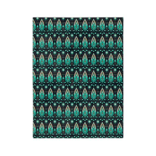 Sol y Alegría (Sun and Joy) Collection-Teal Paisley Velveteen Microfiber Blanket Soft Boho Throw for Bedroom & Travel - Creations by Chris and Carlos