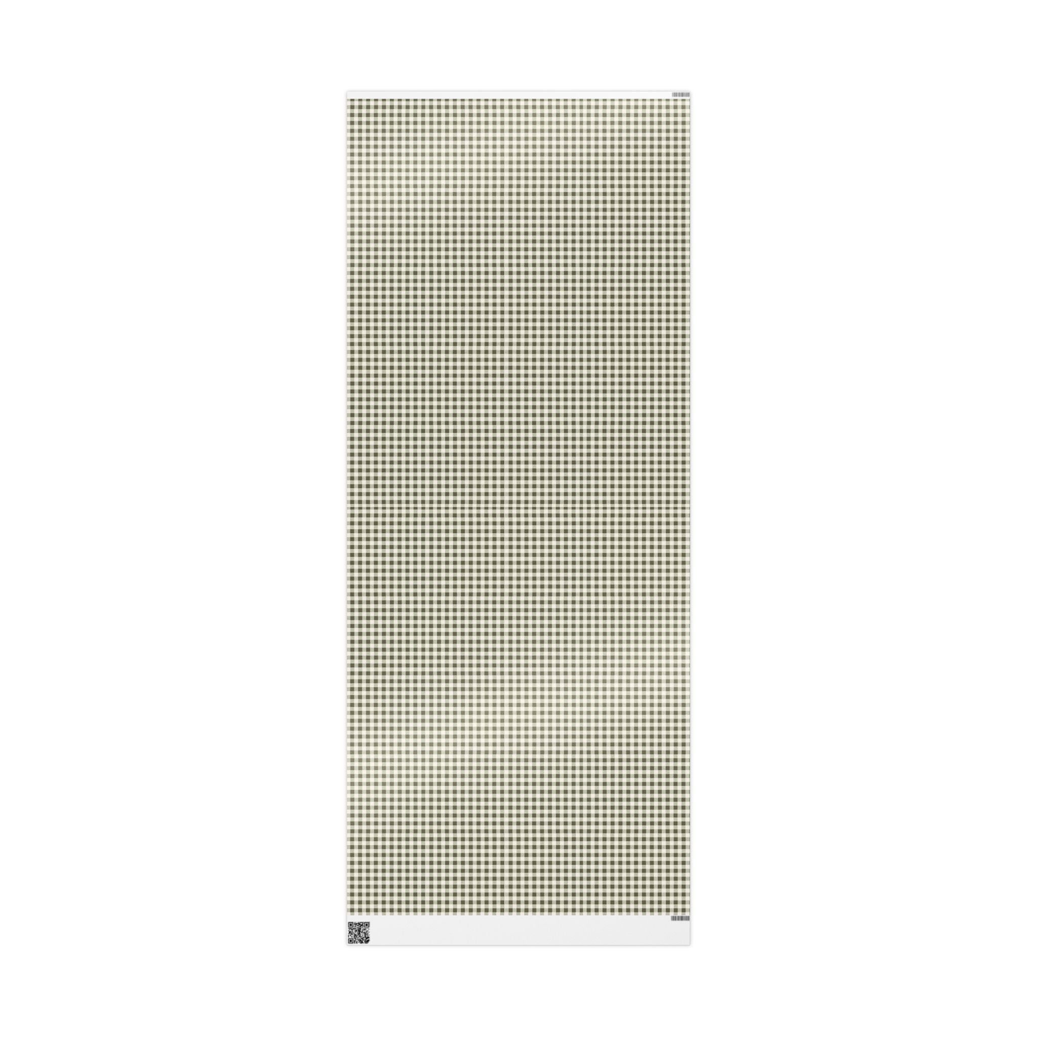 Gingham Plaid Wrapping Paper Roll — Neutral Green Check Holiday Gift Wrap - Creations by Chris and Carlos