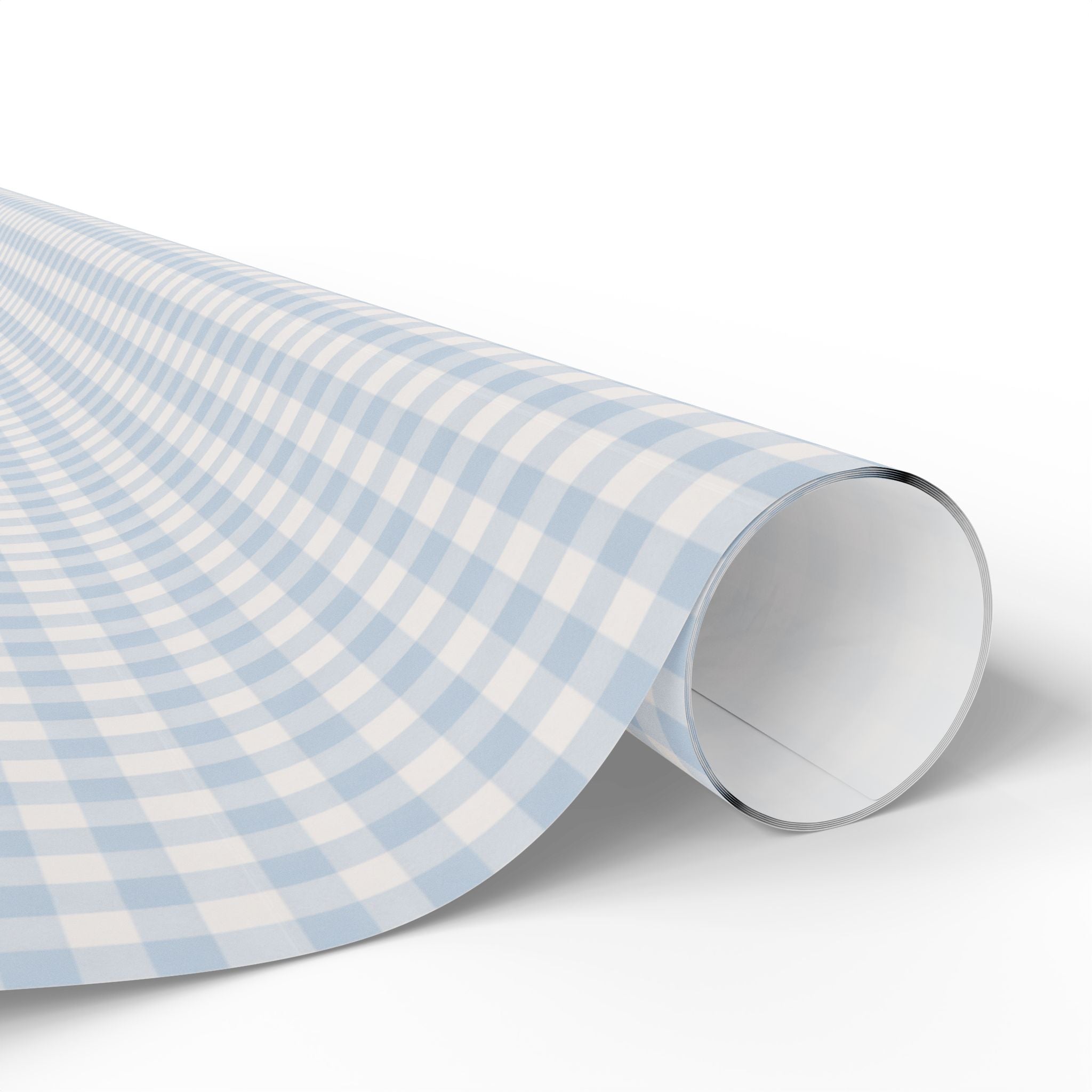 Wrapping Paper Roll — Light Blue Gingham Check Gift Wrap - Creations by Chris and Carlos