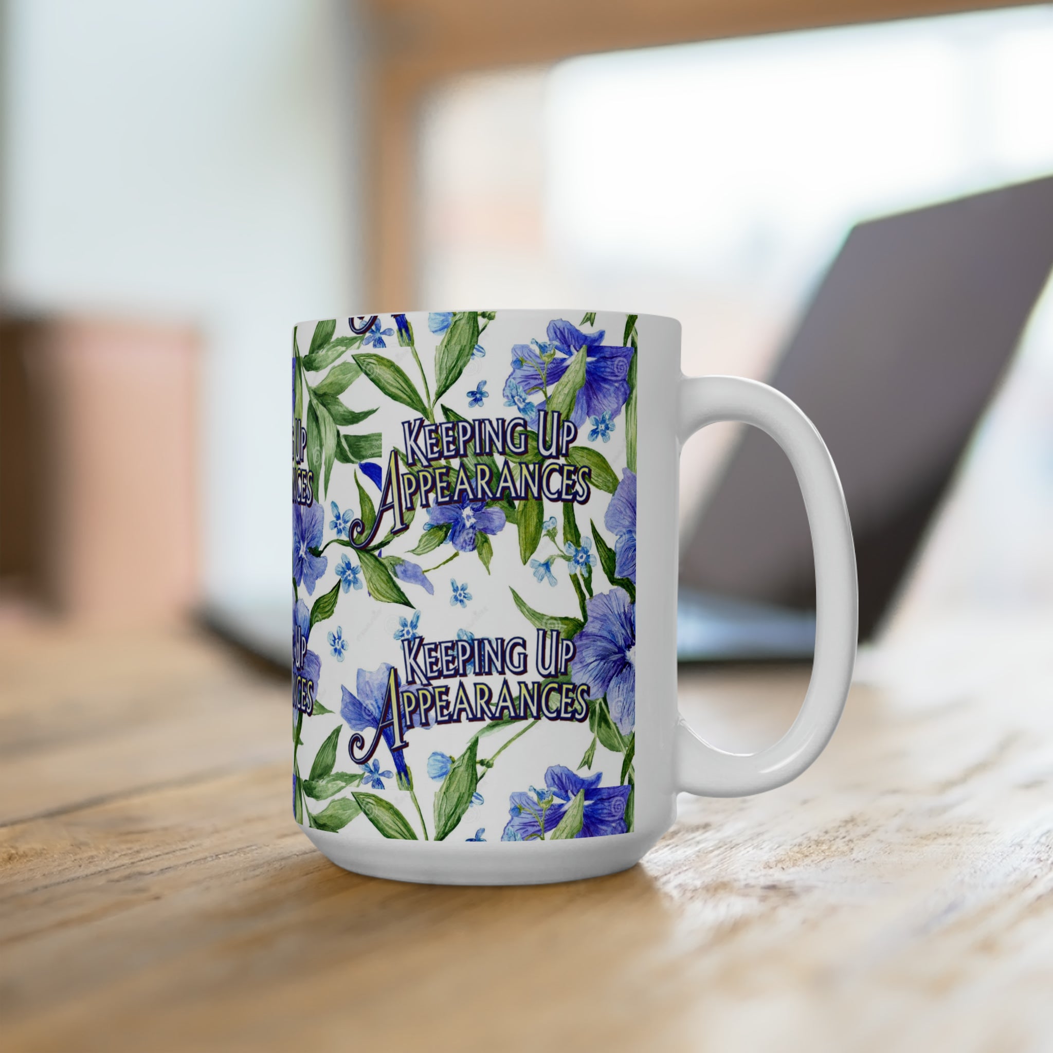 Keeping up Appearances Purple Perry Winkles- White Ceramic Mug - Creations by Chris and Carlos