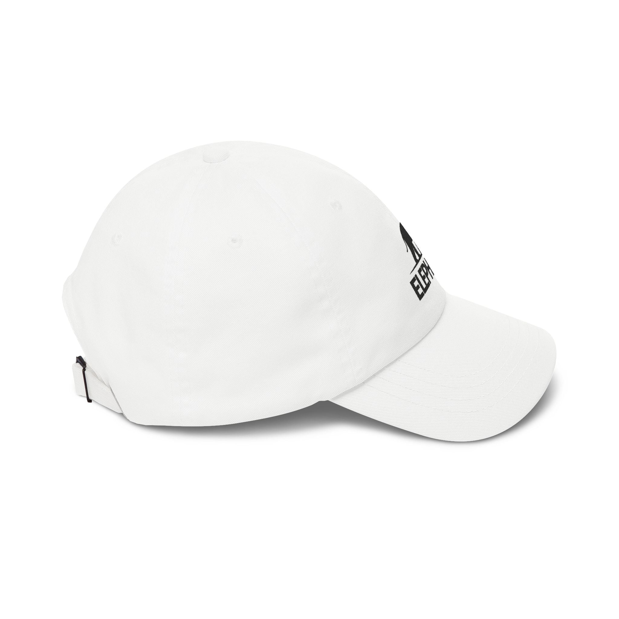 Elephant Logo Dad Cap – Embroidered Classic White Baseball Hat - Creations by Chris and Carlos