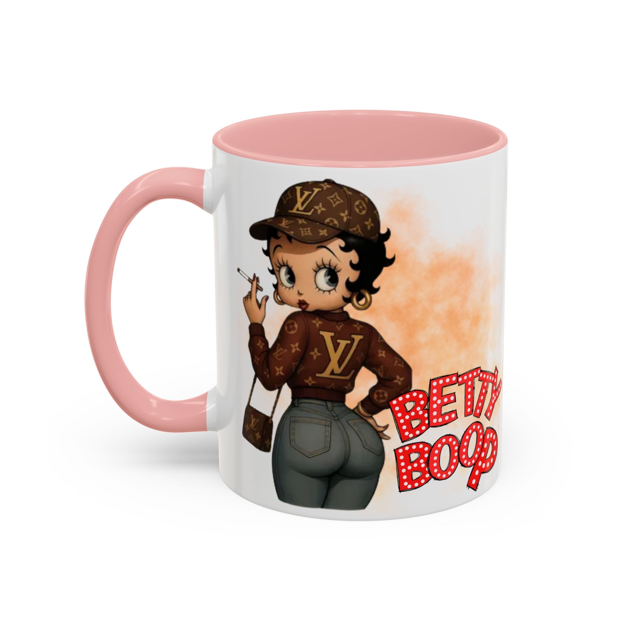Accent Coffee Mug — Retro Pin-Up Character with 'Betty Boop' Text - Creations by Chris and Carlos