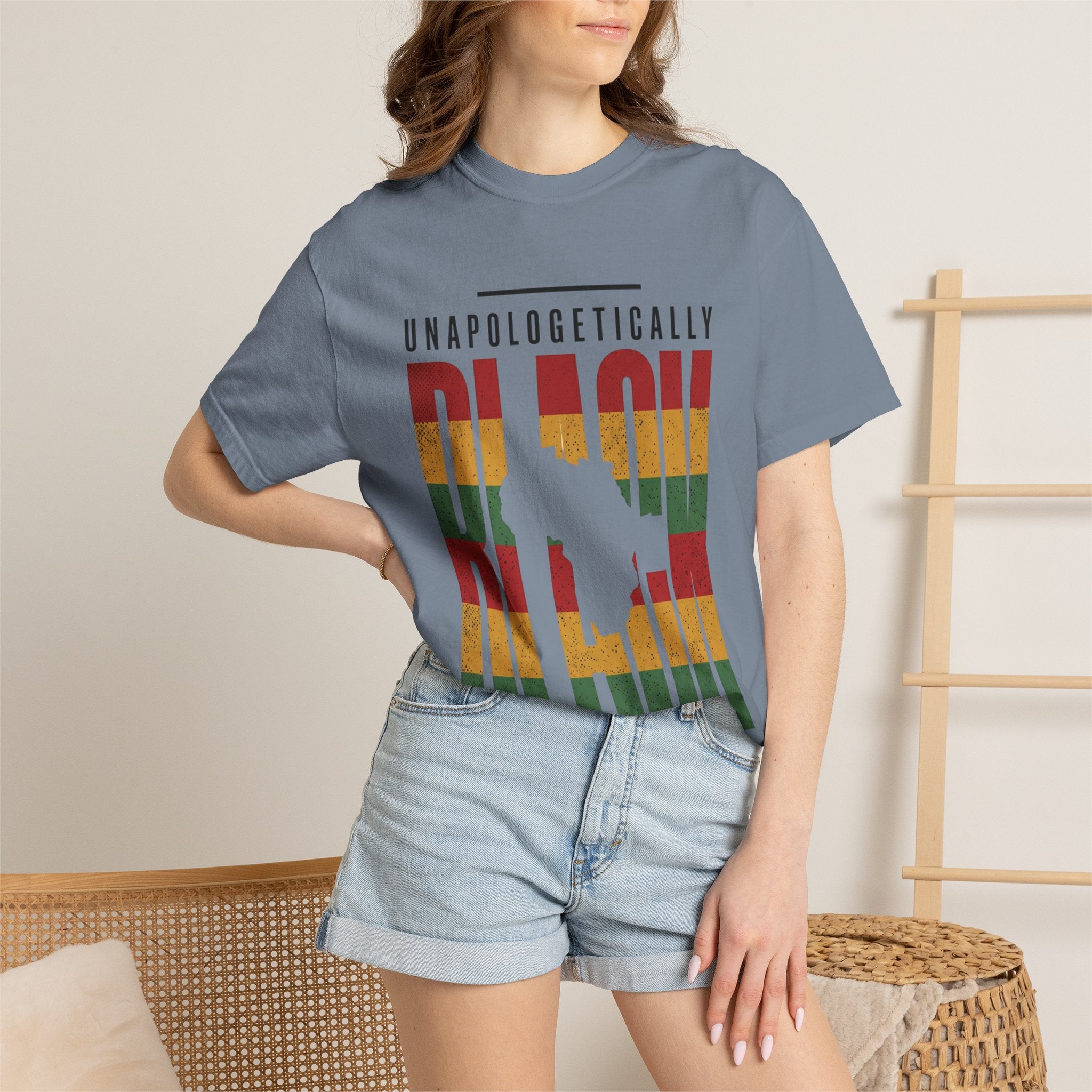 Unapologetically Black T-Shirt — Retro Pan-African Stripes - Creations by Chris and Carlos