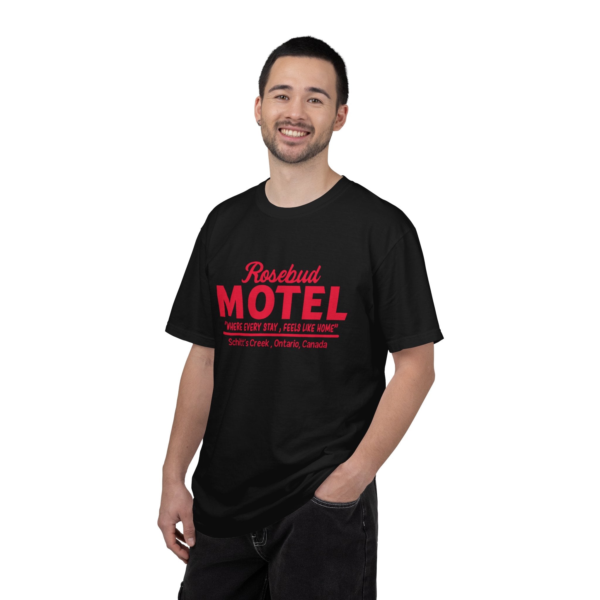 Rosebud Motel T-Shirt — Vintage 'Where Every Stay Feels Like Home' Graphic Tee - Creations by Chris and Carlos