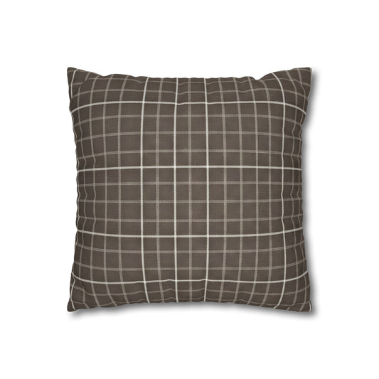 Brown Plaid Square Pillowcase — Cozy Farmhouse Throw Pillow Cover - Creations by Chris and Carlos