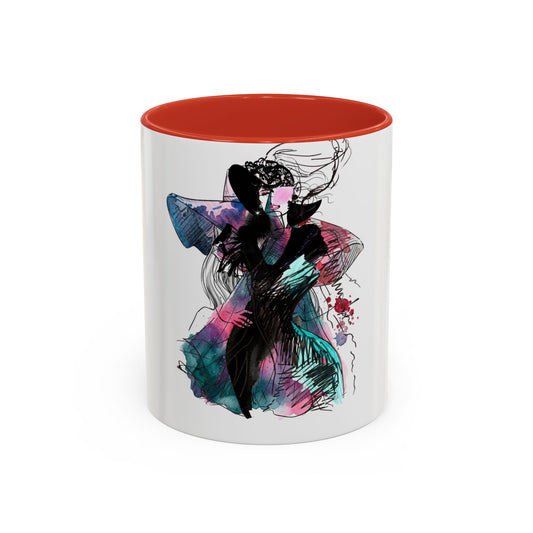 Abstract Floral Silhouette Accent Coffee Mug — Watercolor Woman Art (11/15oz) - Creations by Chris and Carlos