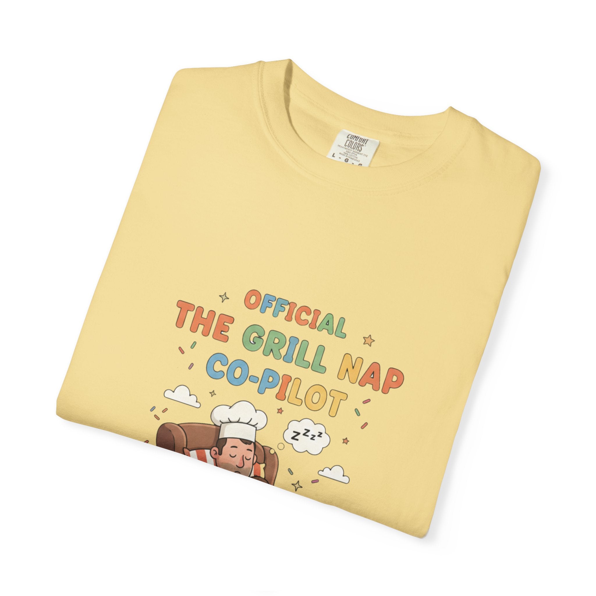 T-Shirt — "Official Grill Nap Co Pilot" Funny Retro Graphic Tee - Creations by Chris and Carlos