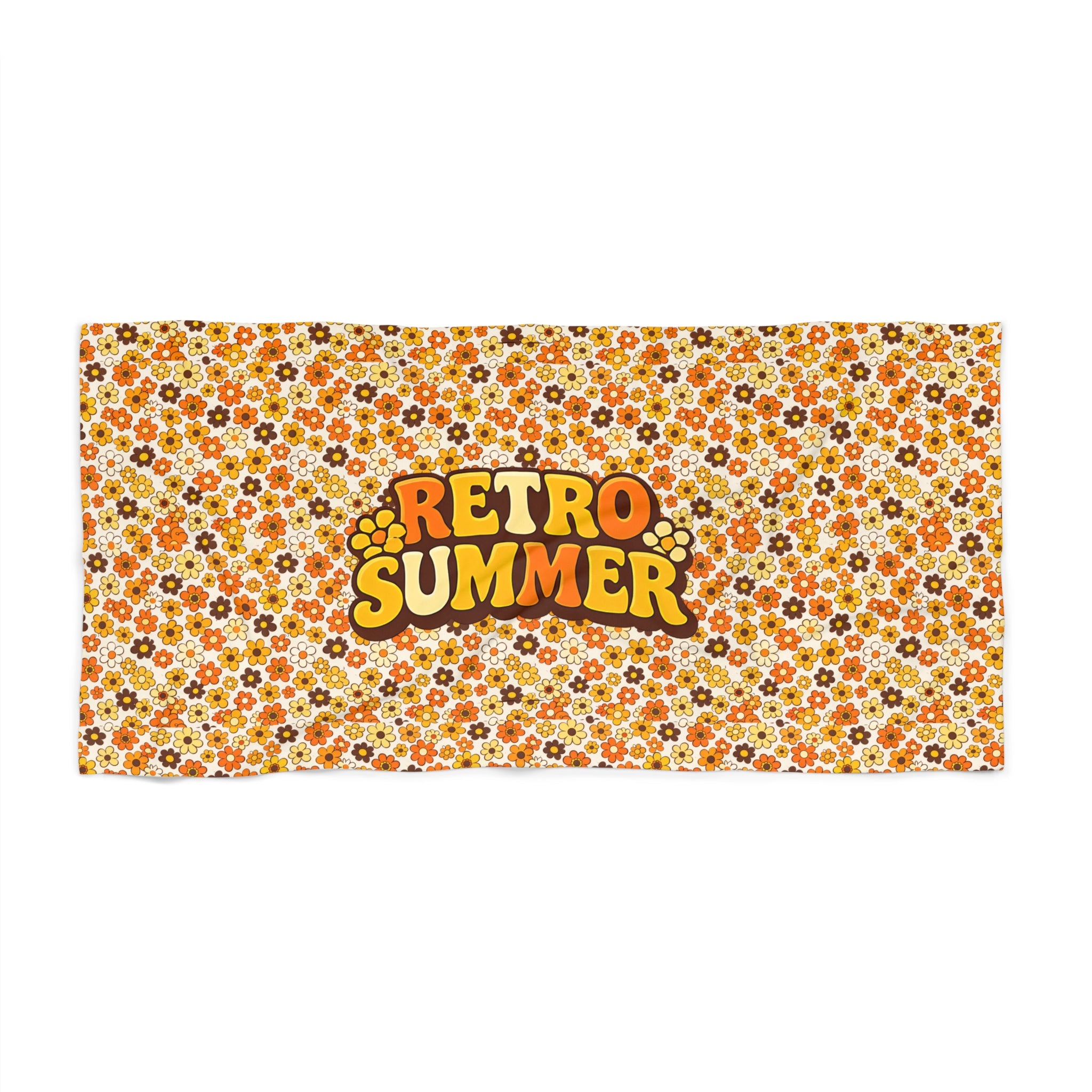 Retro Summer Beach Towel — 70s Floral Pattern, "Retro Summer" Graphic - Creations by Chris and Carlos