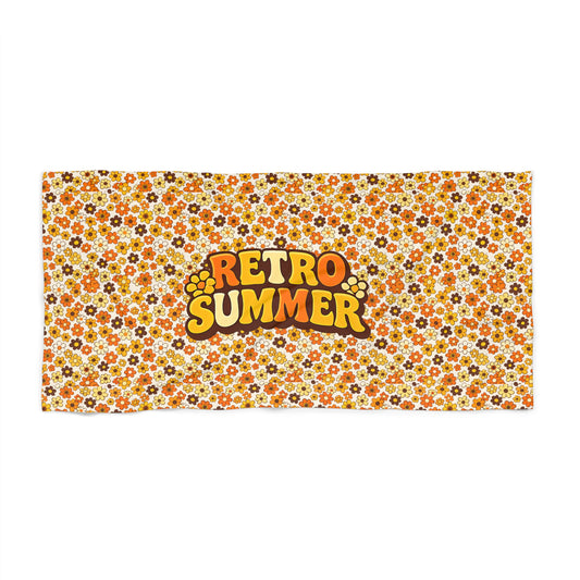 Retro Summer Beach Towel — 70s Floral Pattern, "Retro Summer" Graphic - Creations by Chris and Carlos